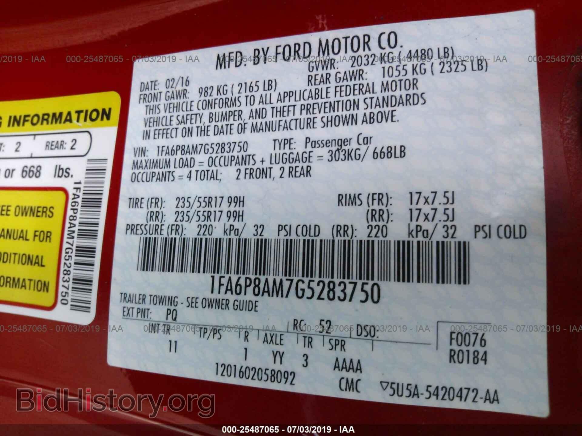 2016 FORD MUSTANG - VIN: 1FA6P8AM7G5283750 - Фото 9