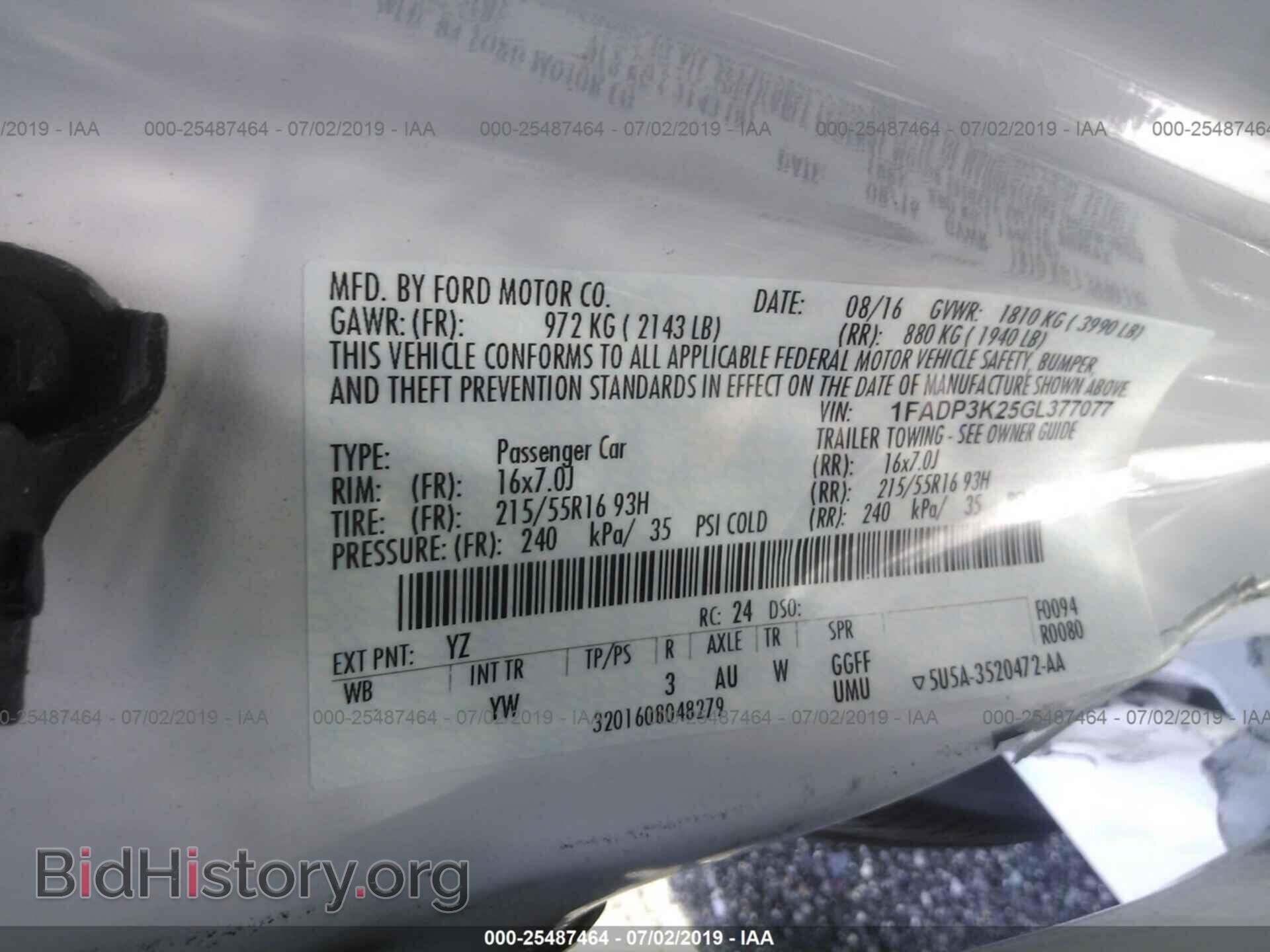 2016 FORD FOCUS - VIN: 1FADP3K25GL377077 - Фото 9