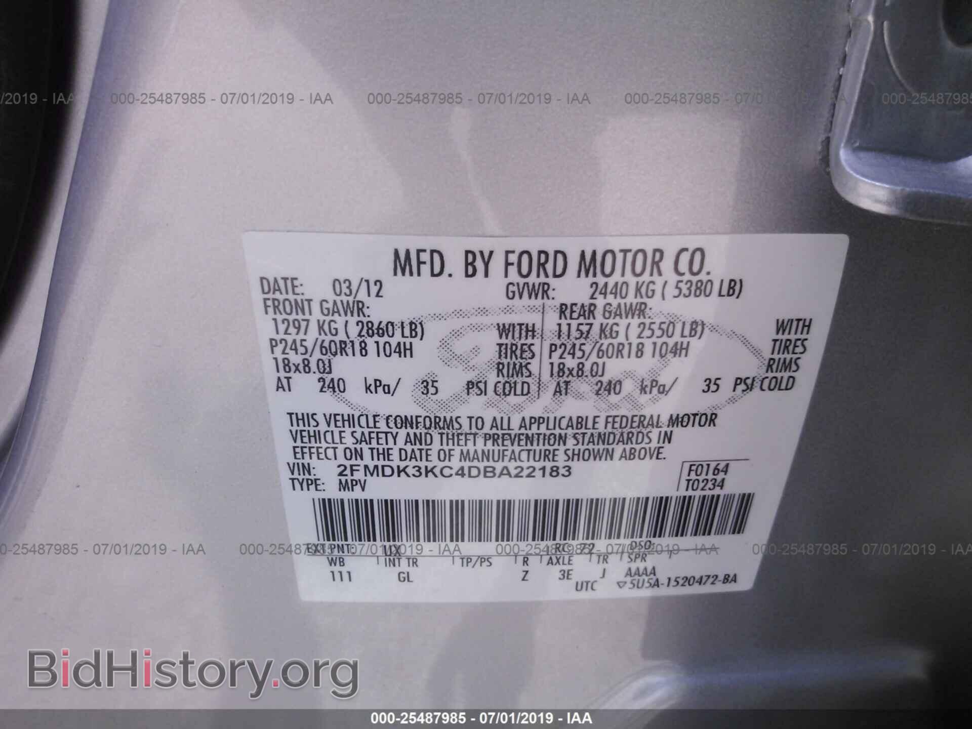 2013 FORD EDGE - VIN: 2FMDK3KC4DBA22183 - Фото 9