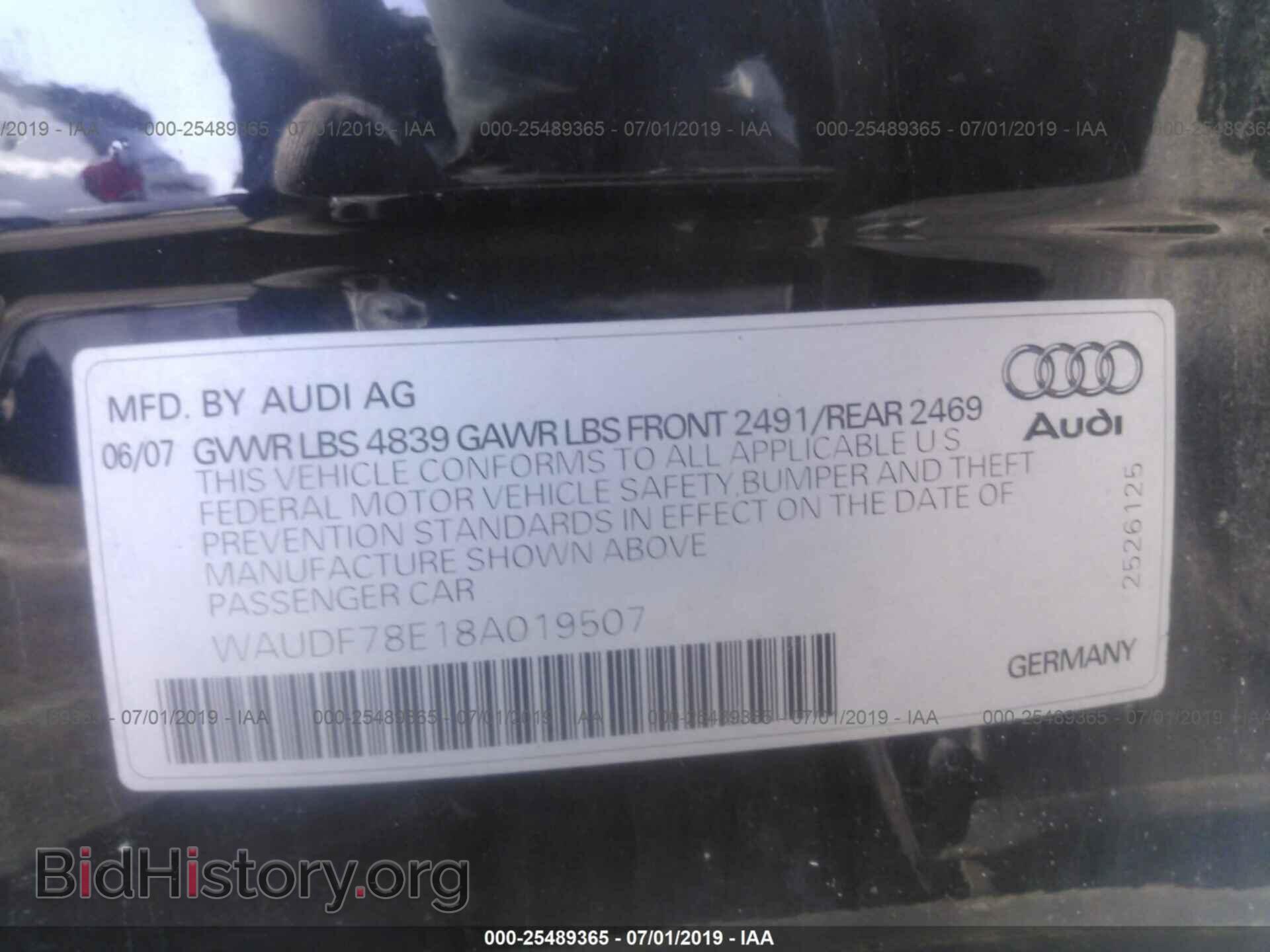 2008 AUDI A4 - VIN: WAUDF78E18A019507 - Фото 9