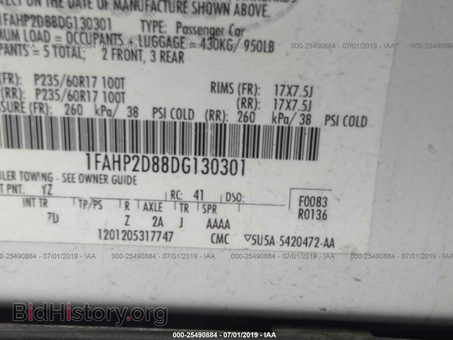 2013 FORD TAURUS - VIN: 1FAHP2D88DG130301 - Фото 9