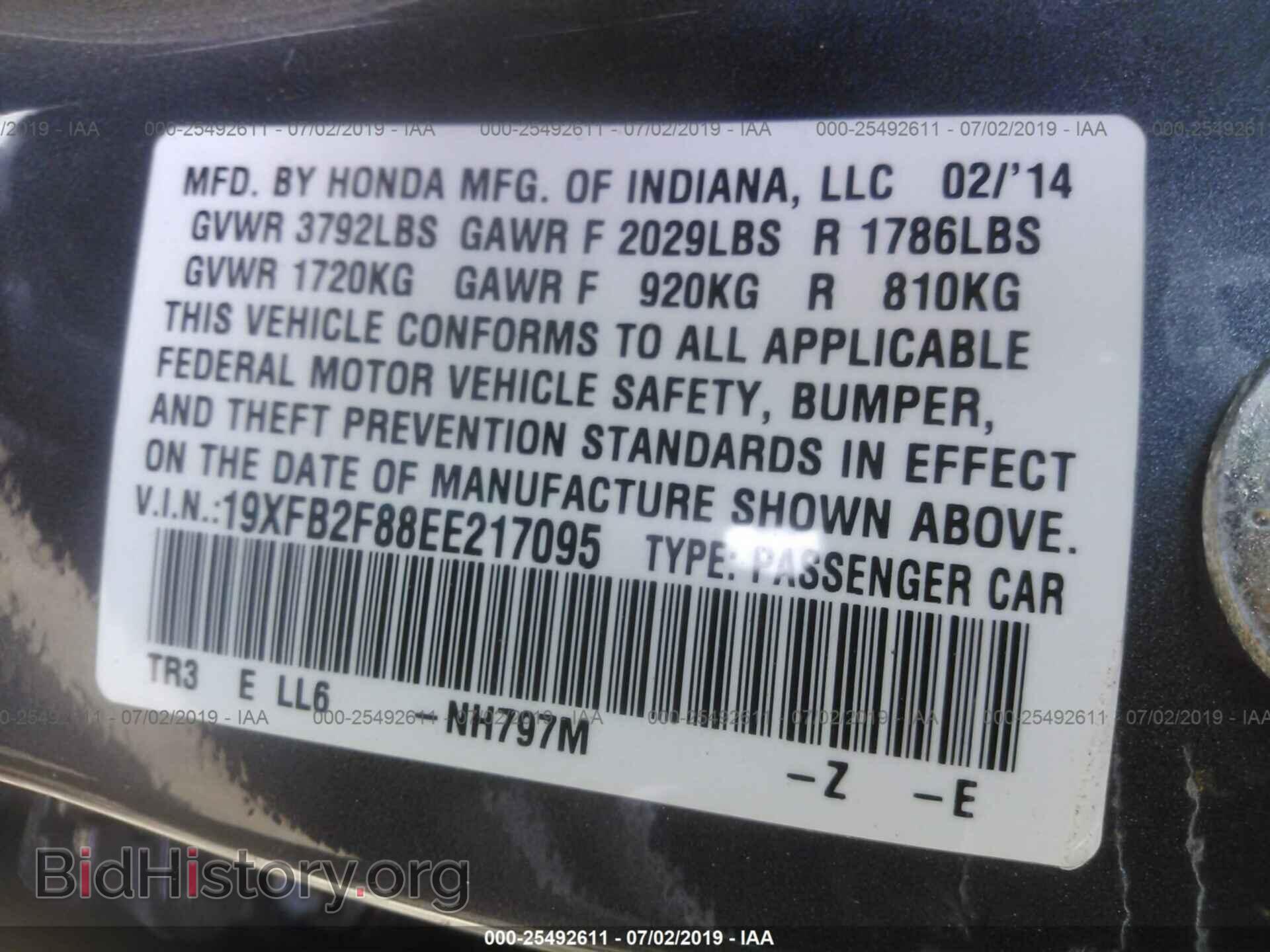 2014 HONDA CIVIC - VIN: 19XFB2F88EE217095 - Фото 9
