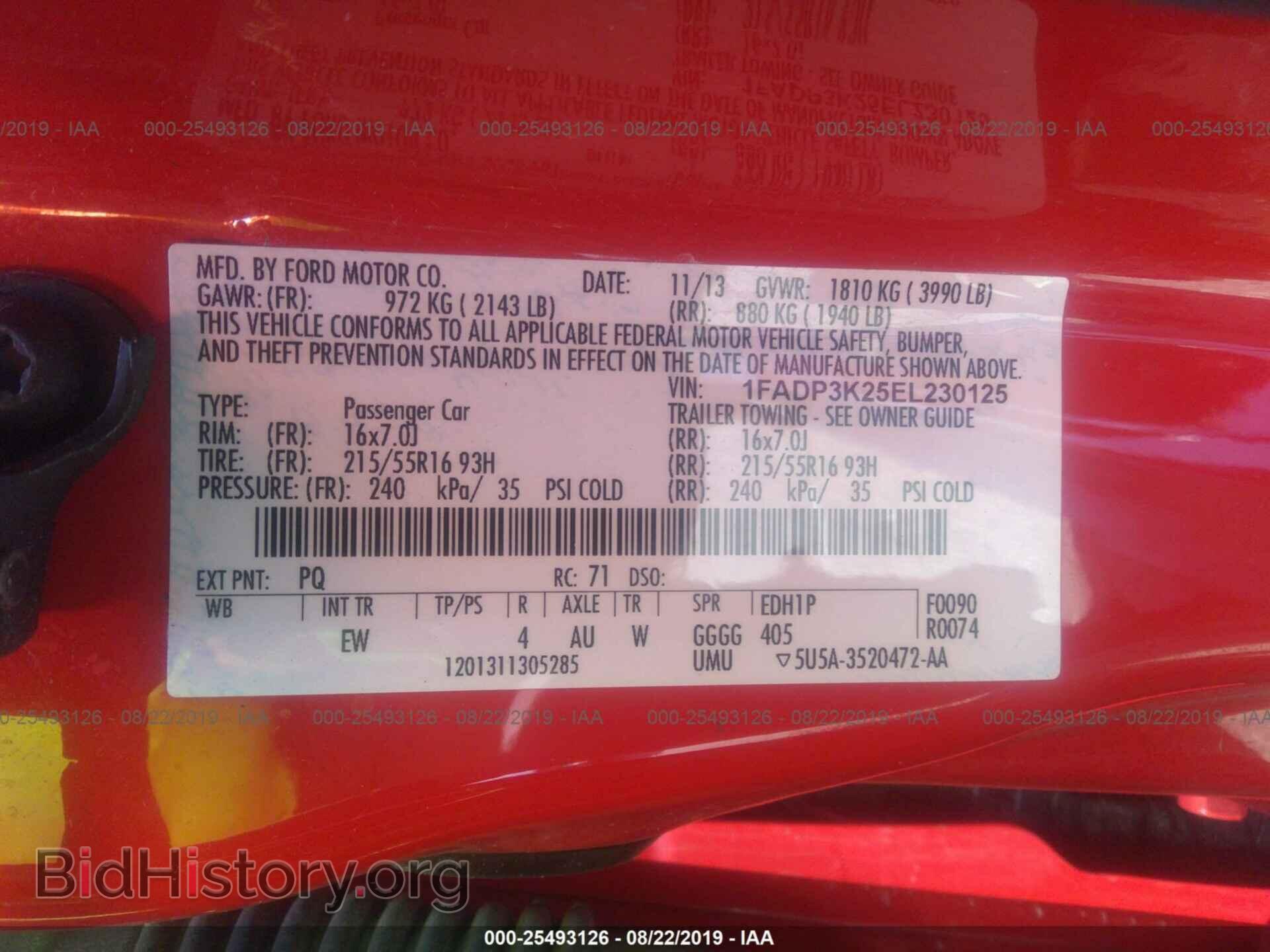 2014 FORD FOCUS - VIN: 1FADP3K25EL230125 - Фото 9