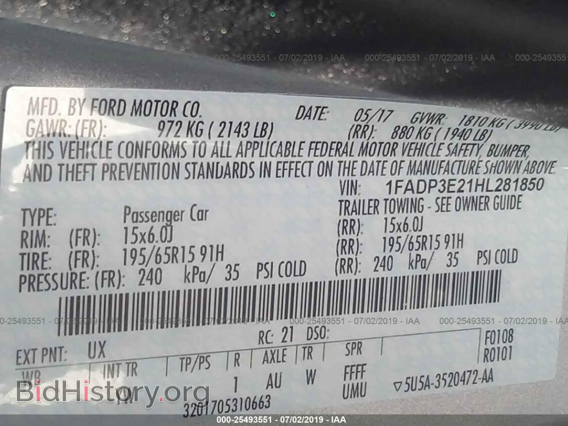2017 FORD FOCUS - VIN: 1FADP3E21HL281850 - Фото 9