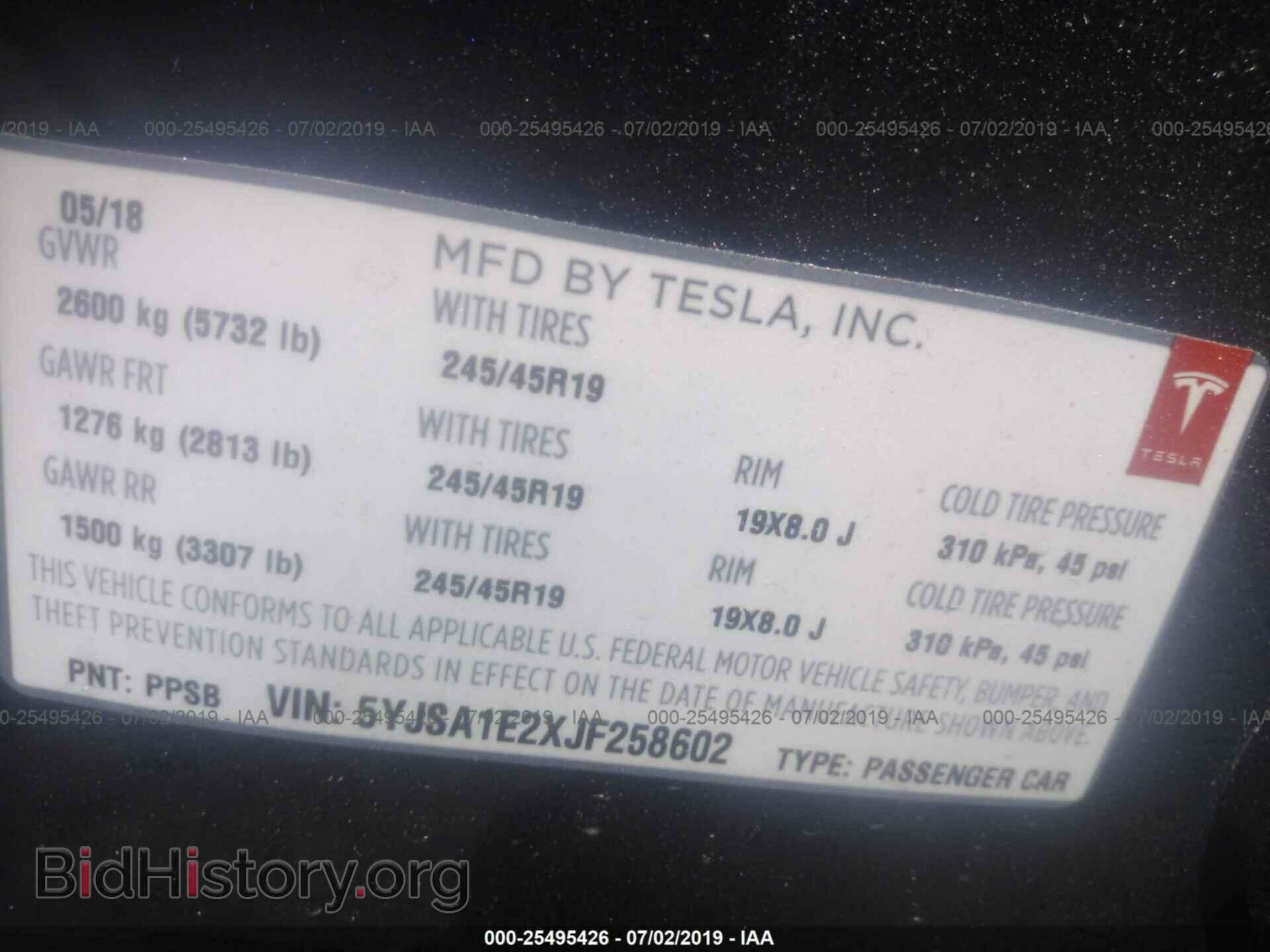 2018 TESLA MODEL S - VIN: 5YJSA1E2XJF258602 - Photo 9