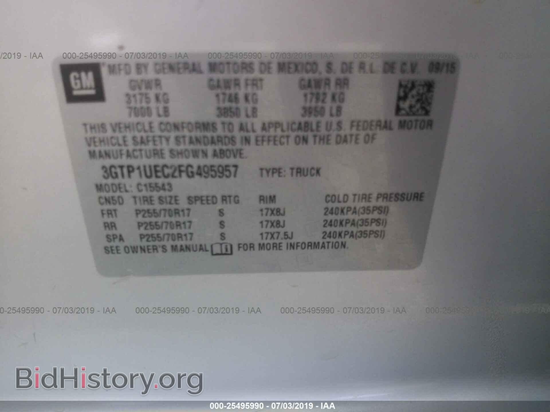 2015 GMC SIERRA - VIN: 3GTP1UEC2FG495957 - Фото 9
