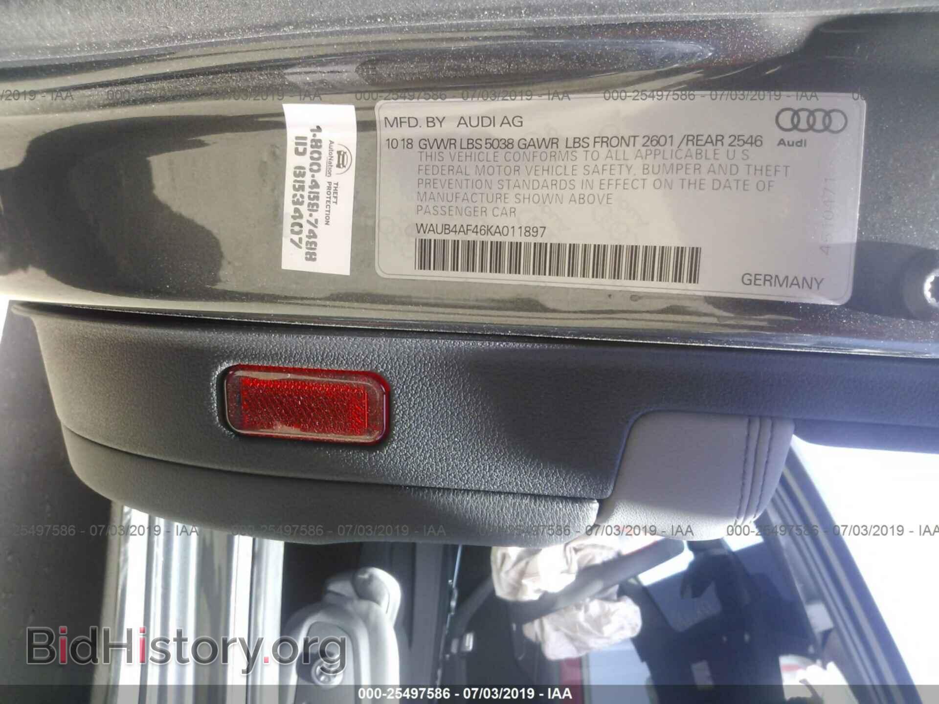 2019 AUDI S4 - VIN: WAUB4AF46KA011897 - Фото 9