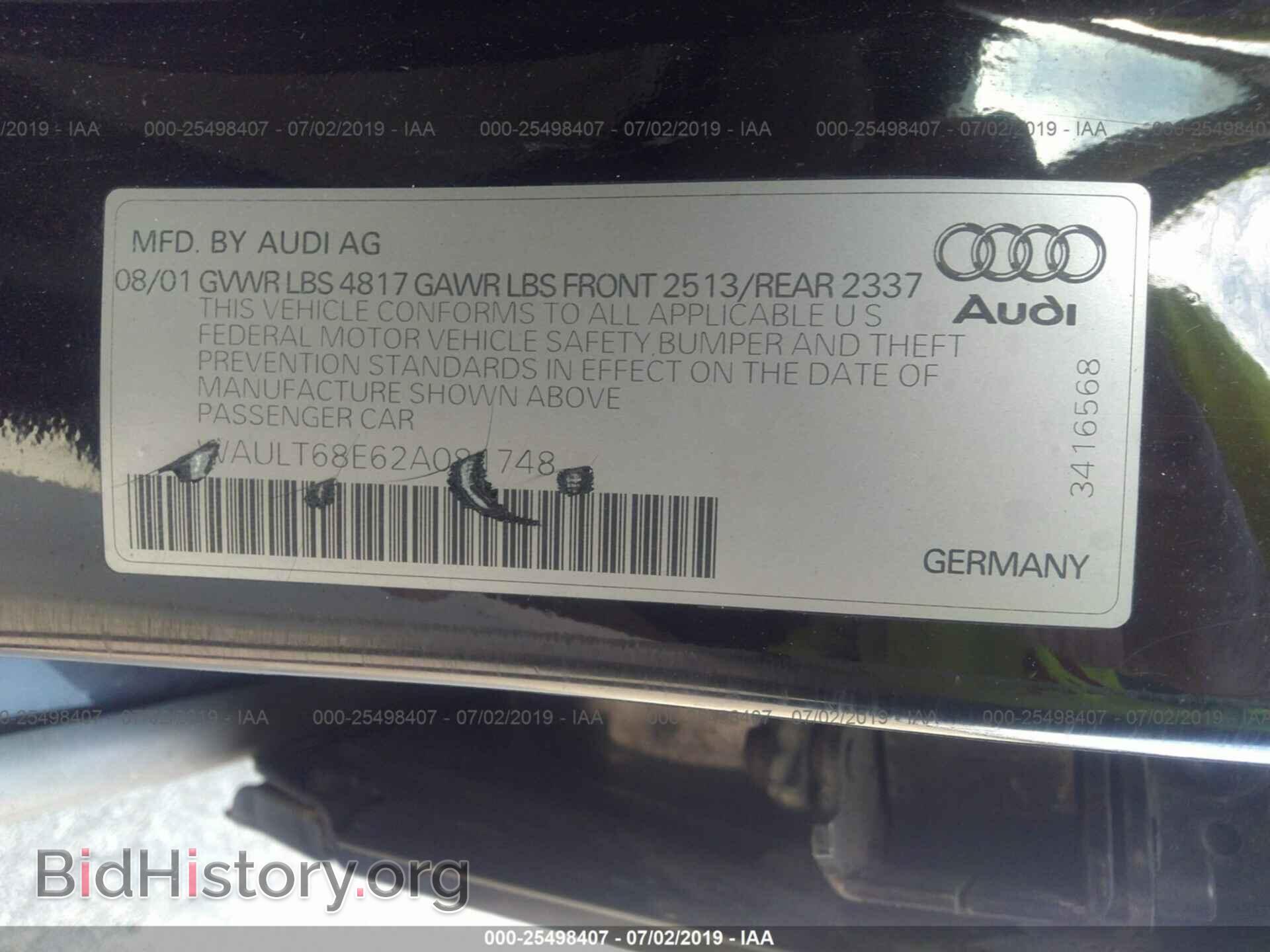 2002 AUDI A4 - VIN: WAULT68E62A081748 - Photo 9