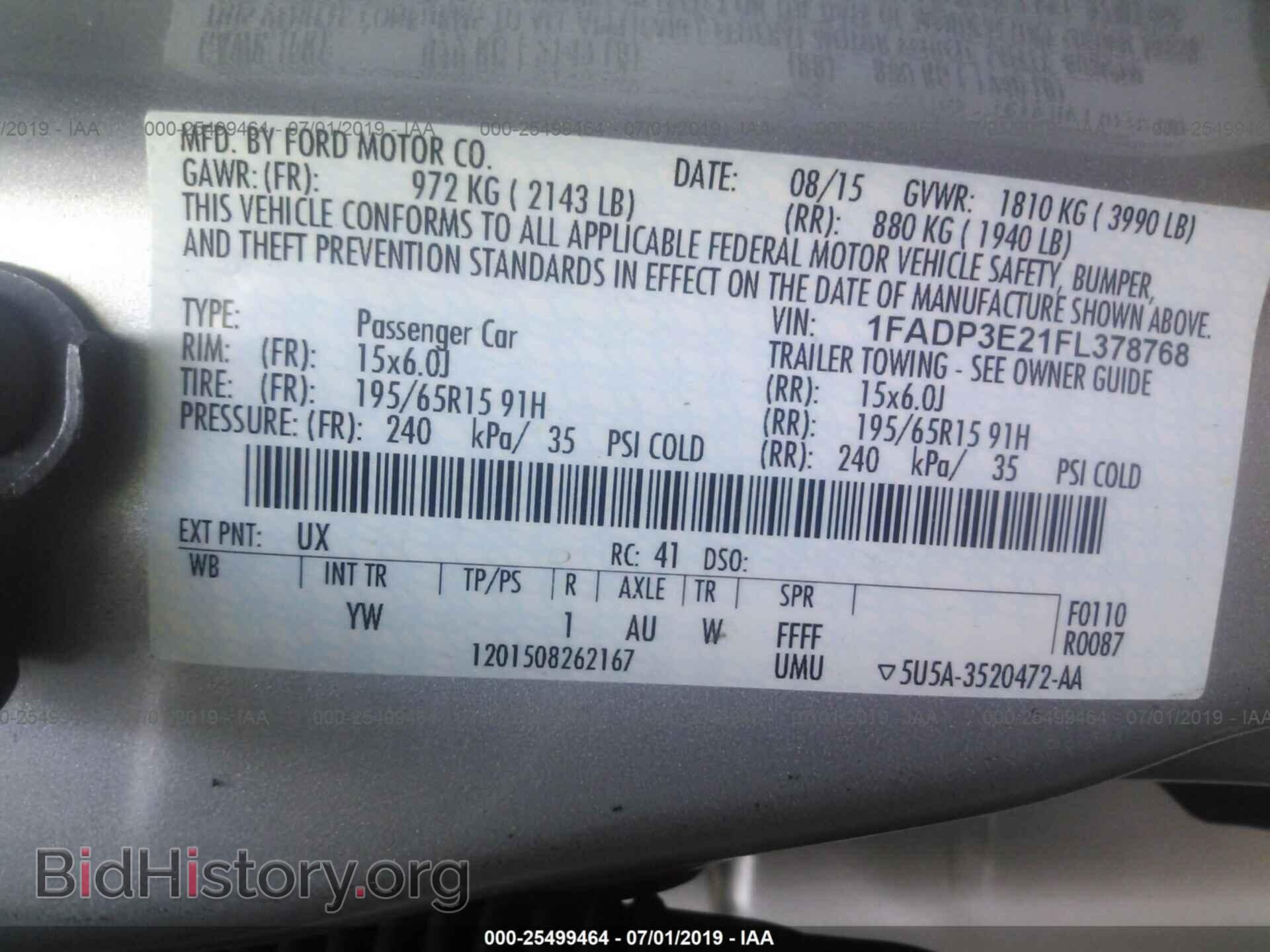 2015 FORD FOCUS - VIN: 1FADP3E21FL378768 - Фото 9