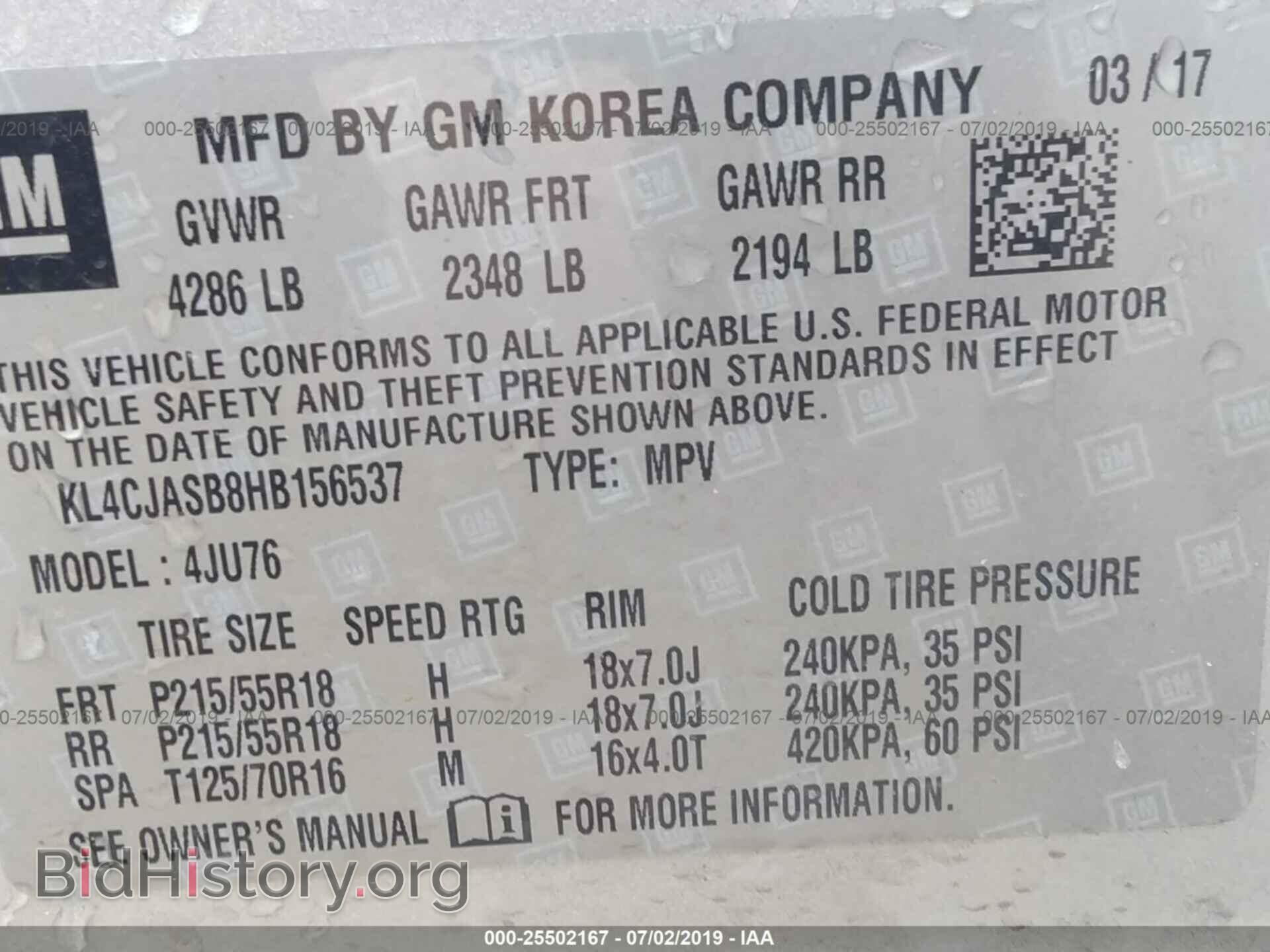 2017 BUICK ENCORE - VIN: KL4CJASB8HB156537 - Photo 9