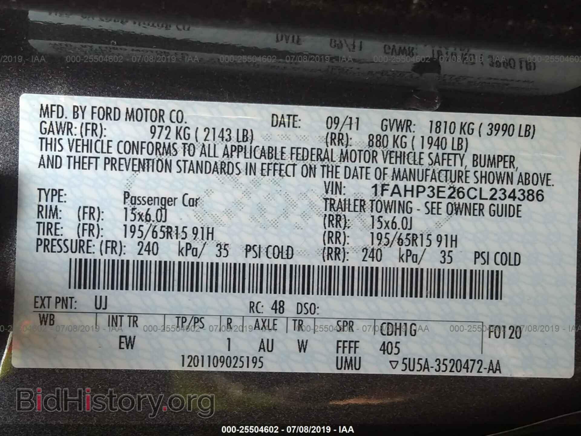 2012 FORD FOCUS - VIN: 1FAHP3E26CL234386 - Фото 9