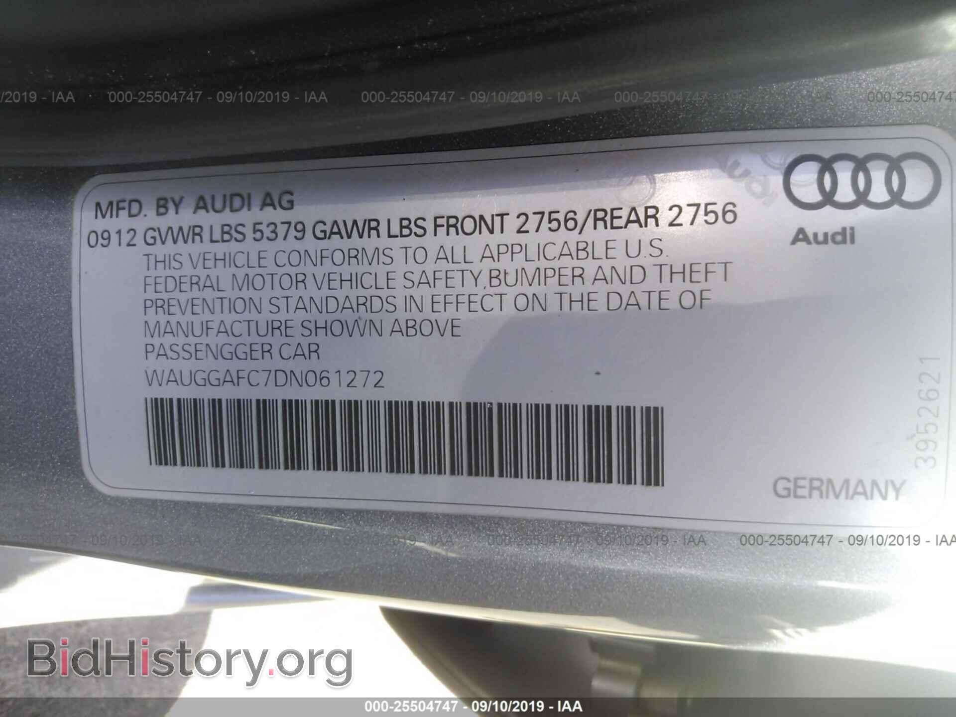 2013 AUDI A6 - VIN: WAUGGAFC7DN061272 - Фото 9