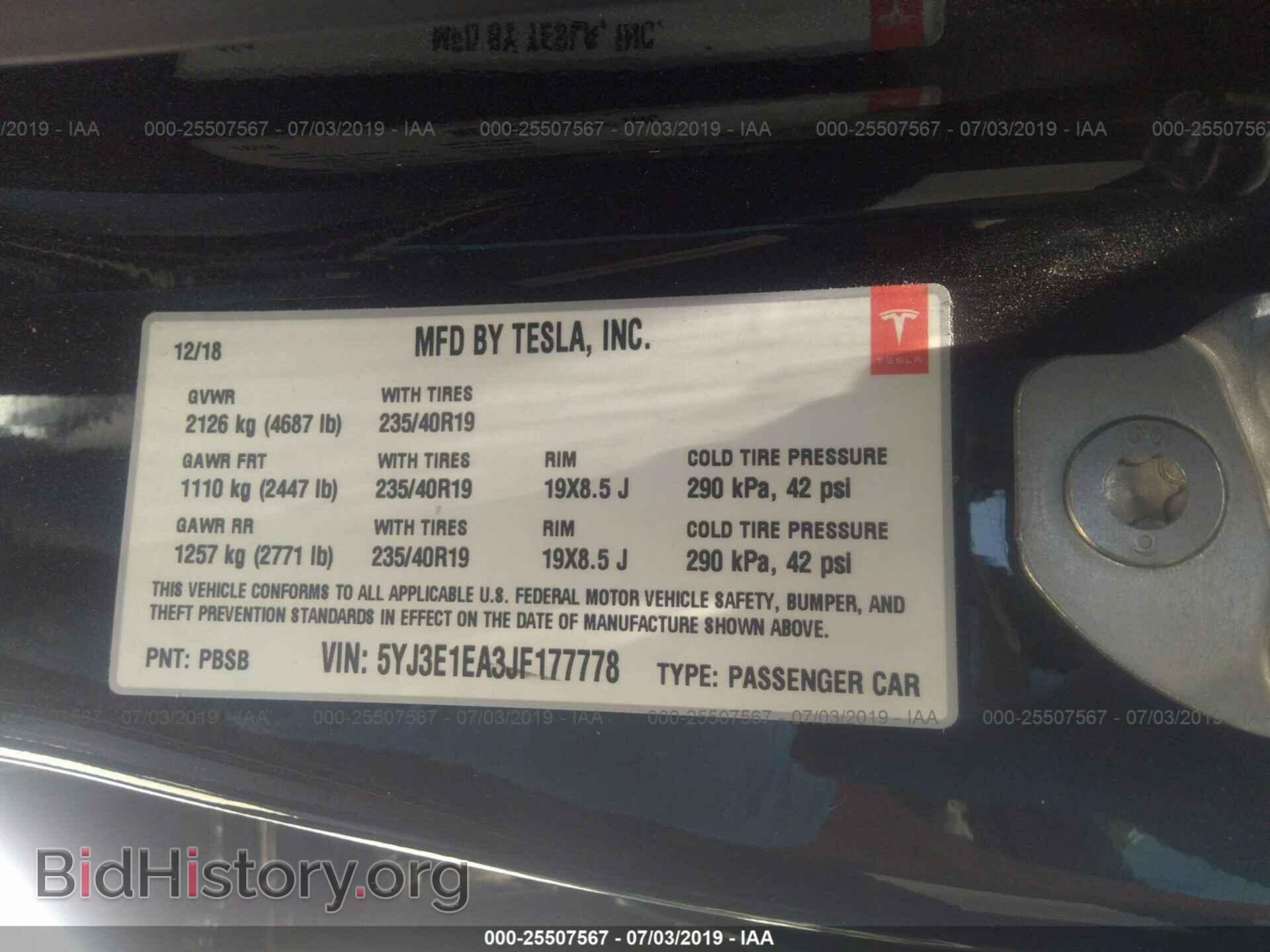 2018 TESLA MODEL 3 - VIN: 5YJ3E1EA3JF177778 - Фото 9