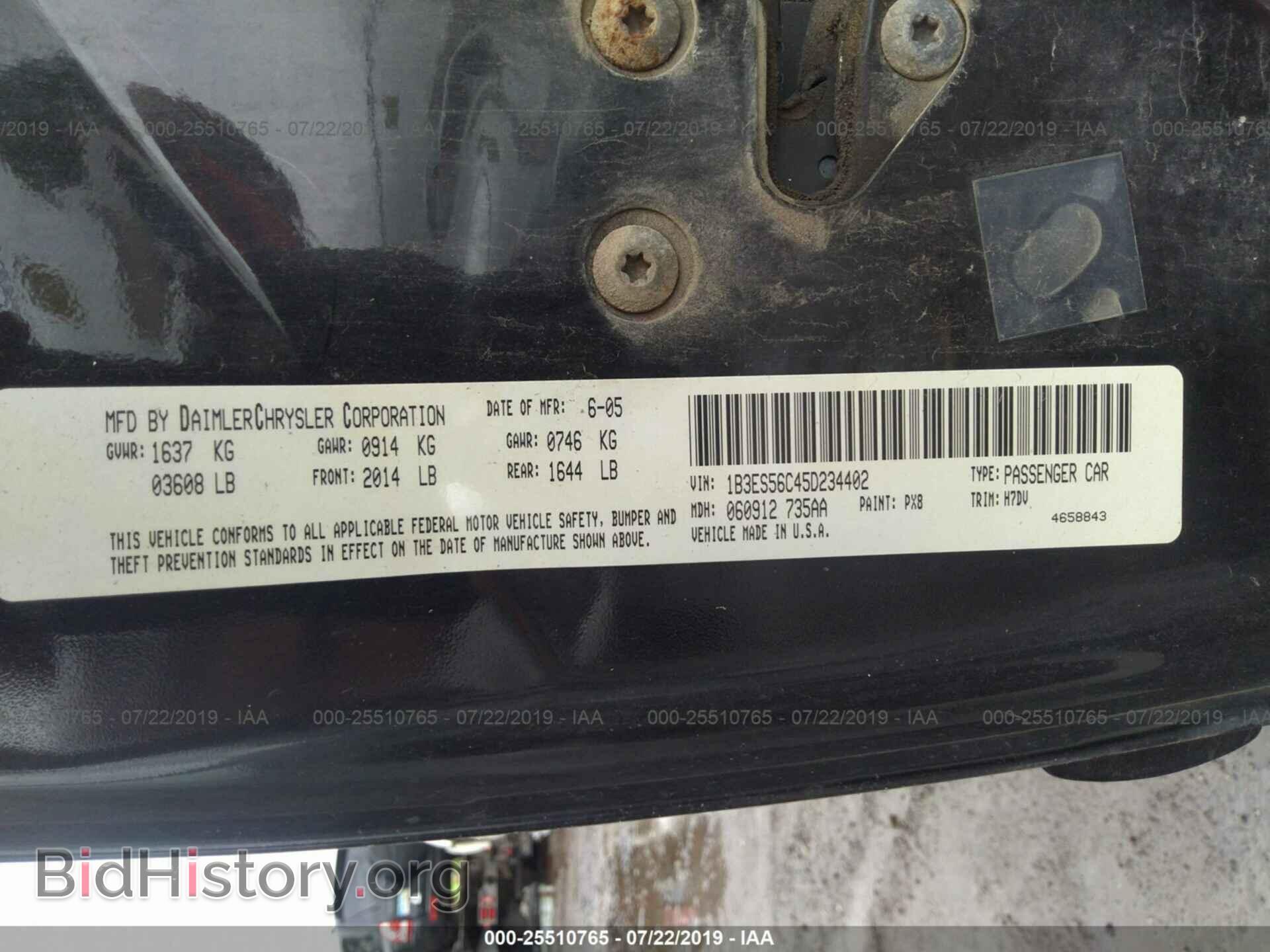 2005 DODGE NEON - VIN: 1B3ES56C45D234402 - Фото 9