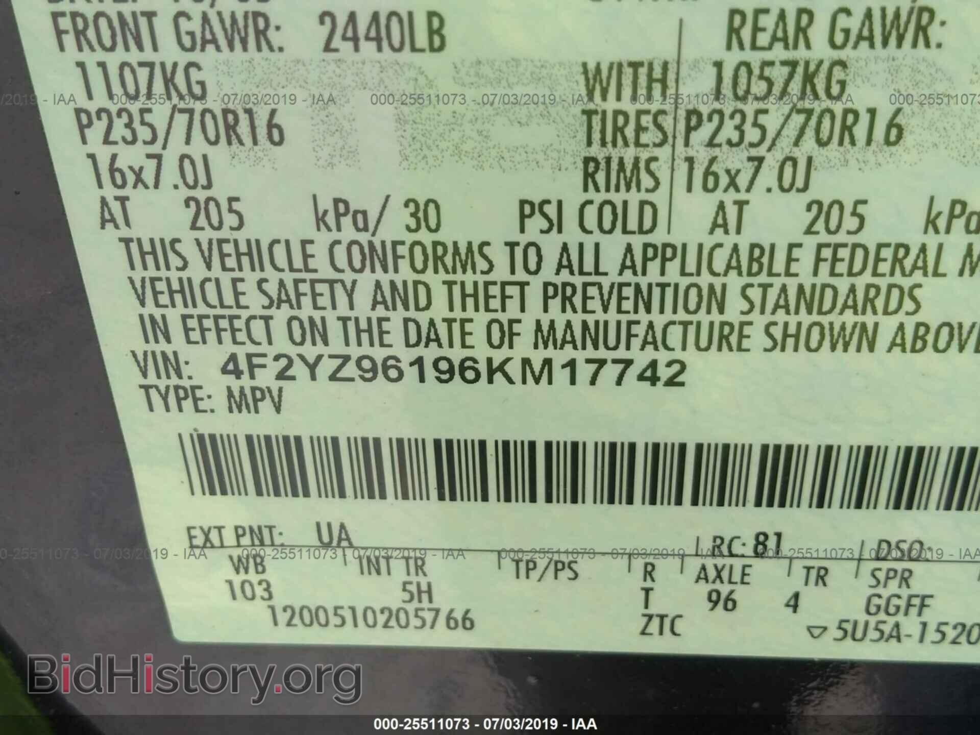 2006 MAZDA TRIBUTE - VIN: 4F2YZ96196KM17742 - Фото 9
