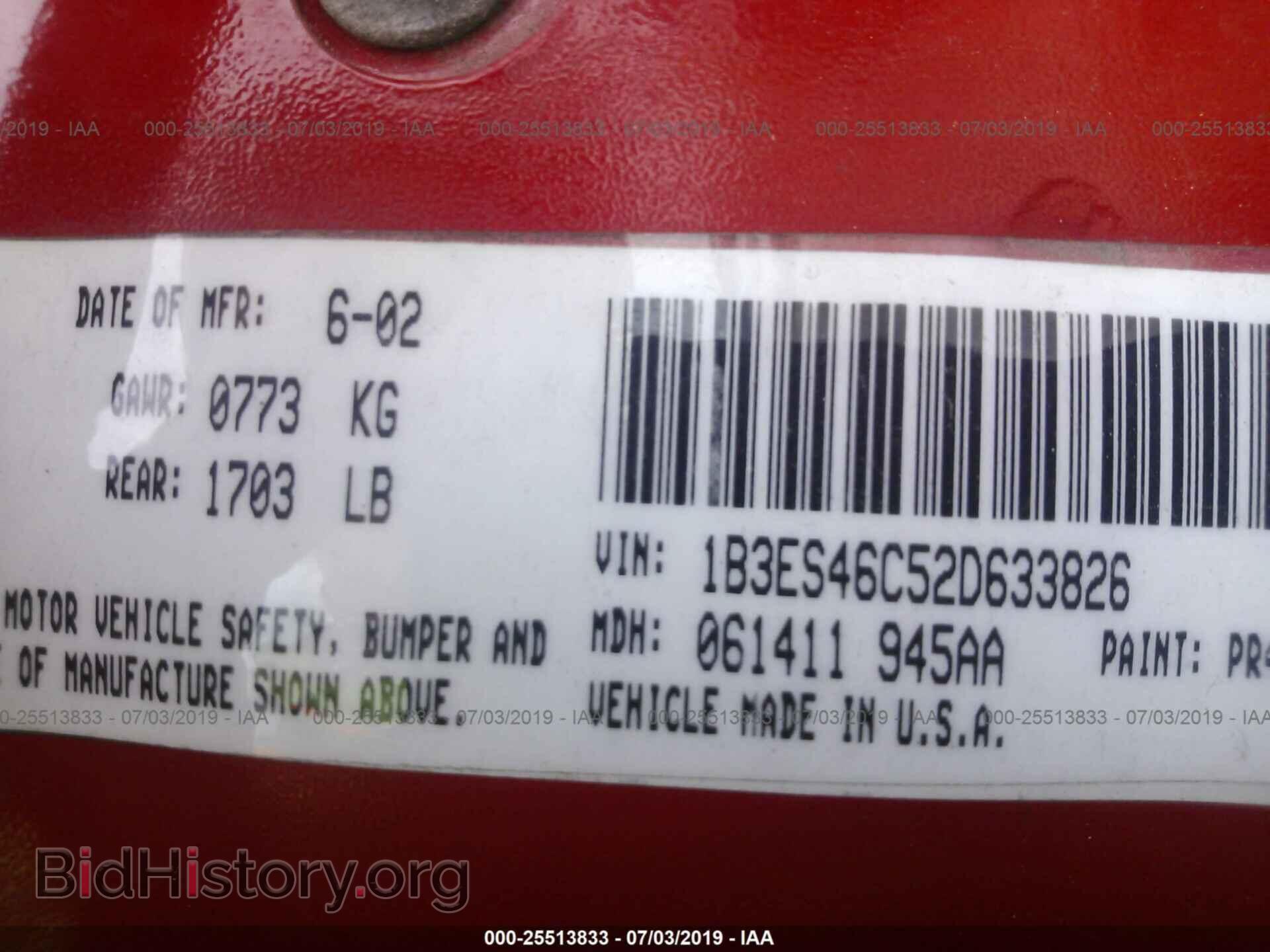 2002 DODGE NEON - VIN: 1B3ES46C52D633826 - Фото 9