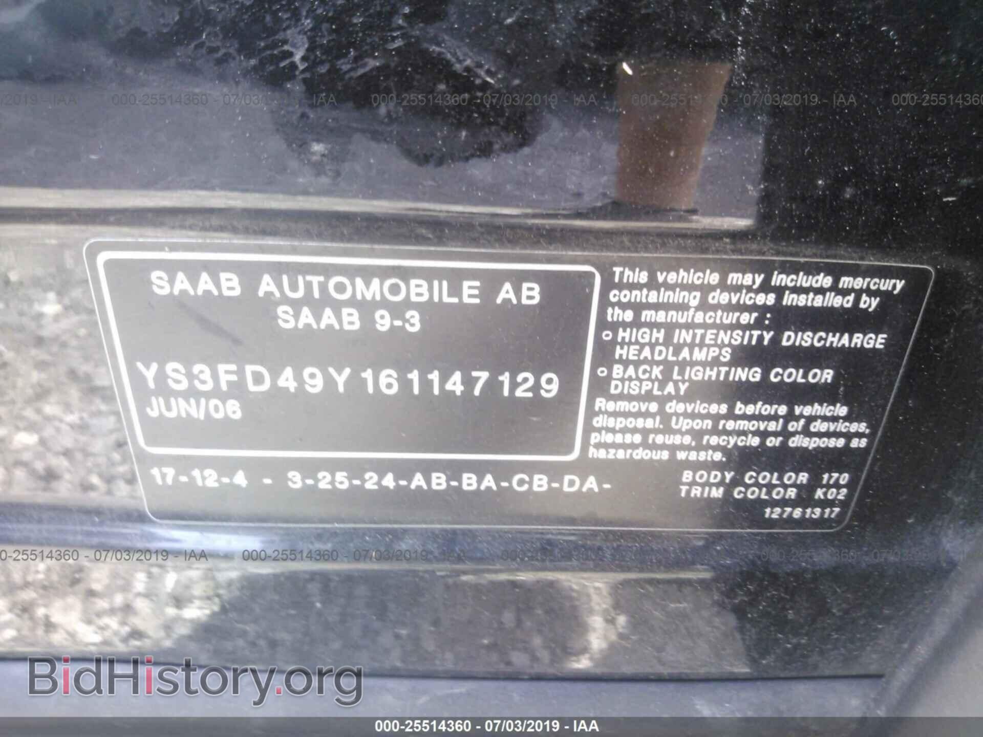 2006 SAAB 9-3 - VIN: YS3FD49Y161147129 - Photo 9