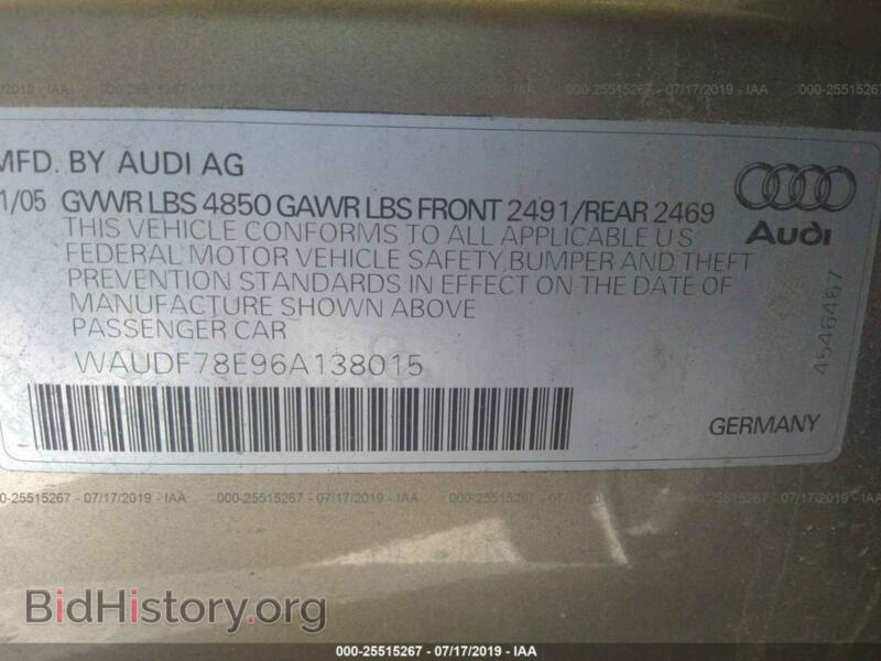 2006 Audi A4 (VIN WAUDF78E96A138015) — фото 9 из 10