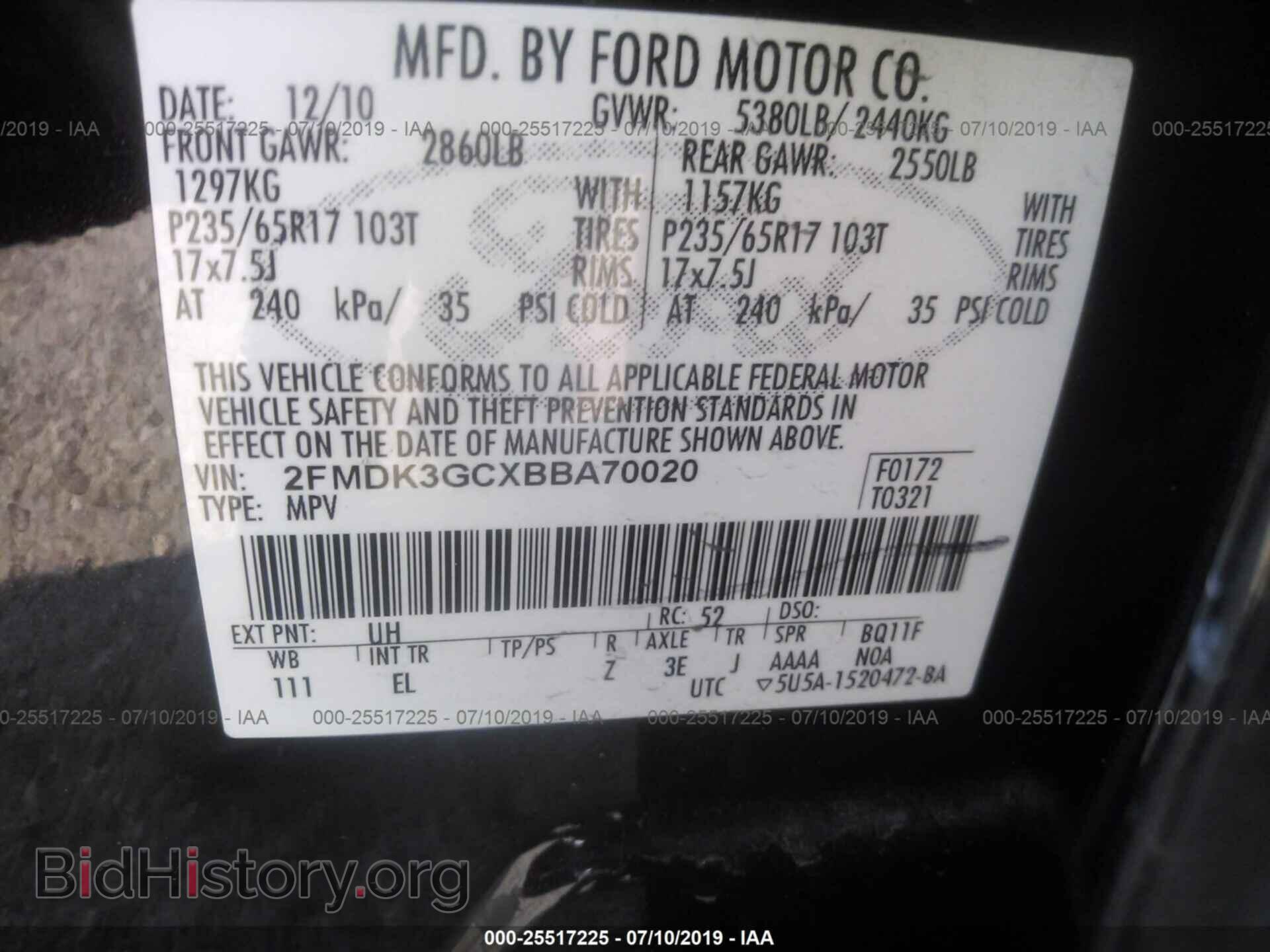 2011 FORD EDGE - VIN: 2FMDK3GCXBBA70020 - Photo 9