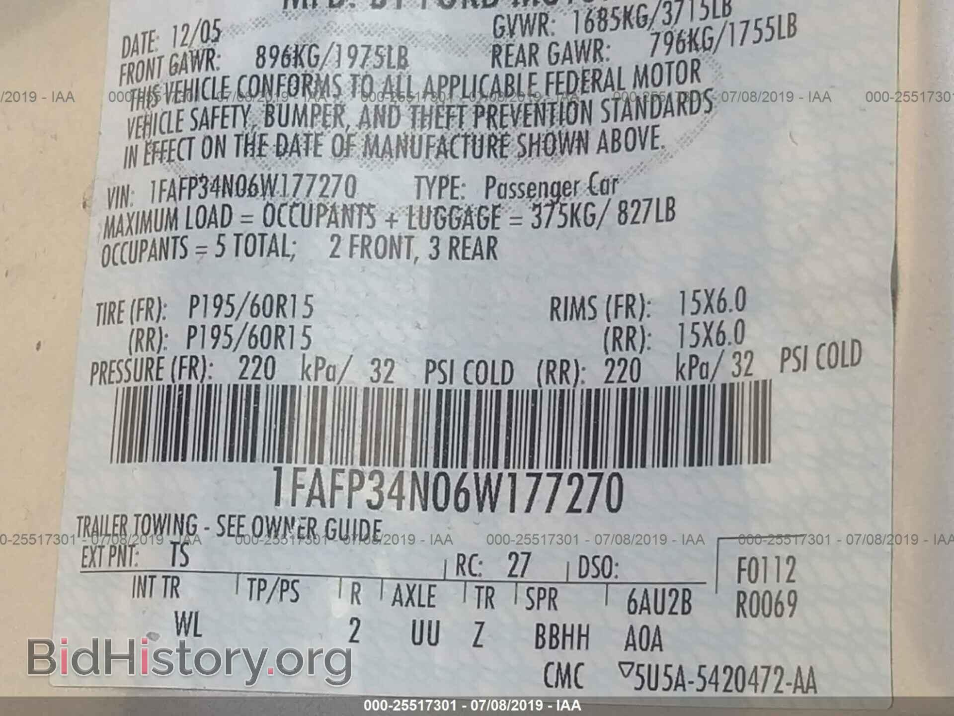 2006 FORD FOCUS - VIN: 1FAFP34N06W177270 - Фото 9