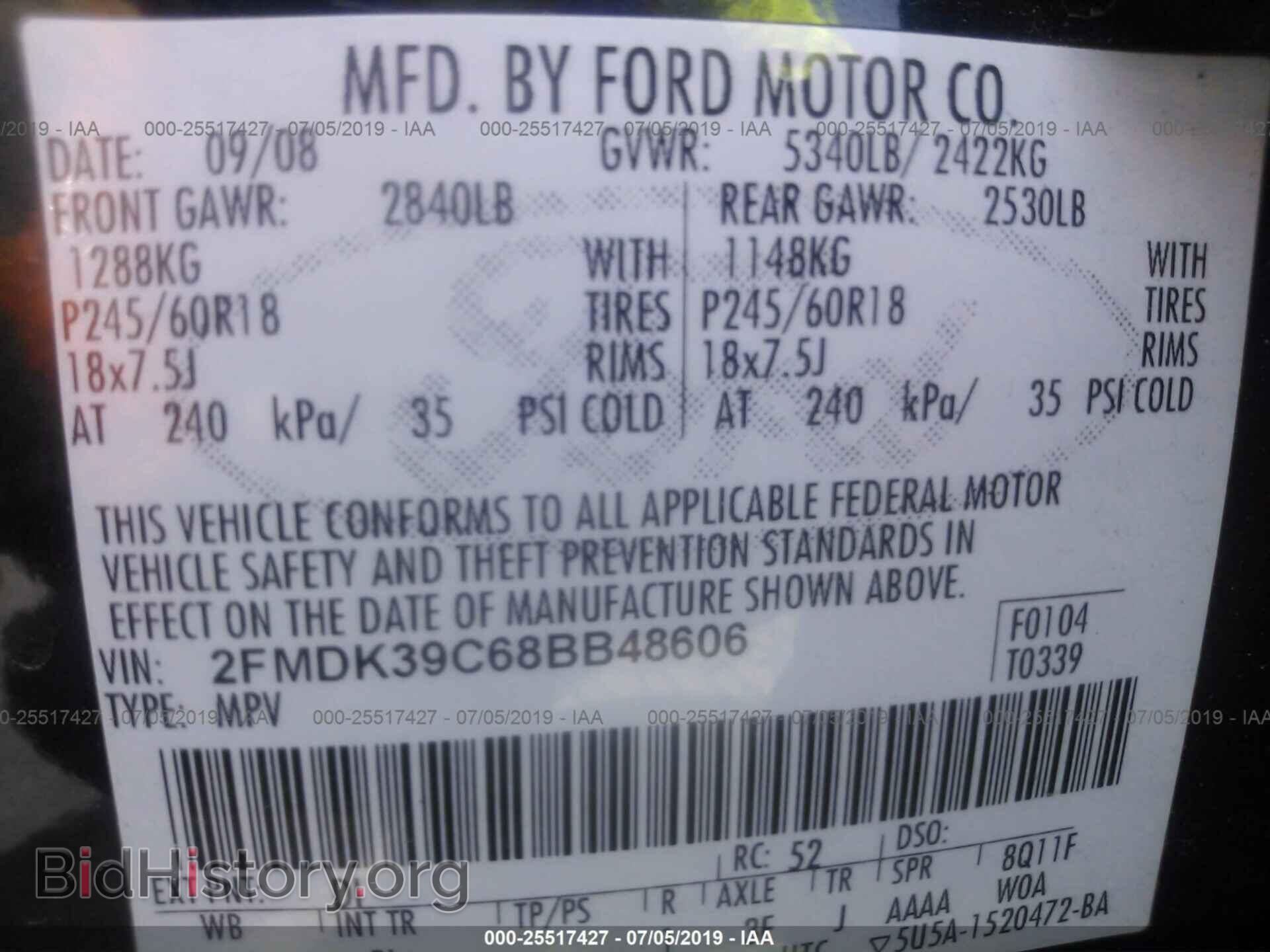 2008 FORD EDGE - VIN: 2FMDK39C68BB48606 - Photo 9