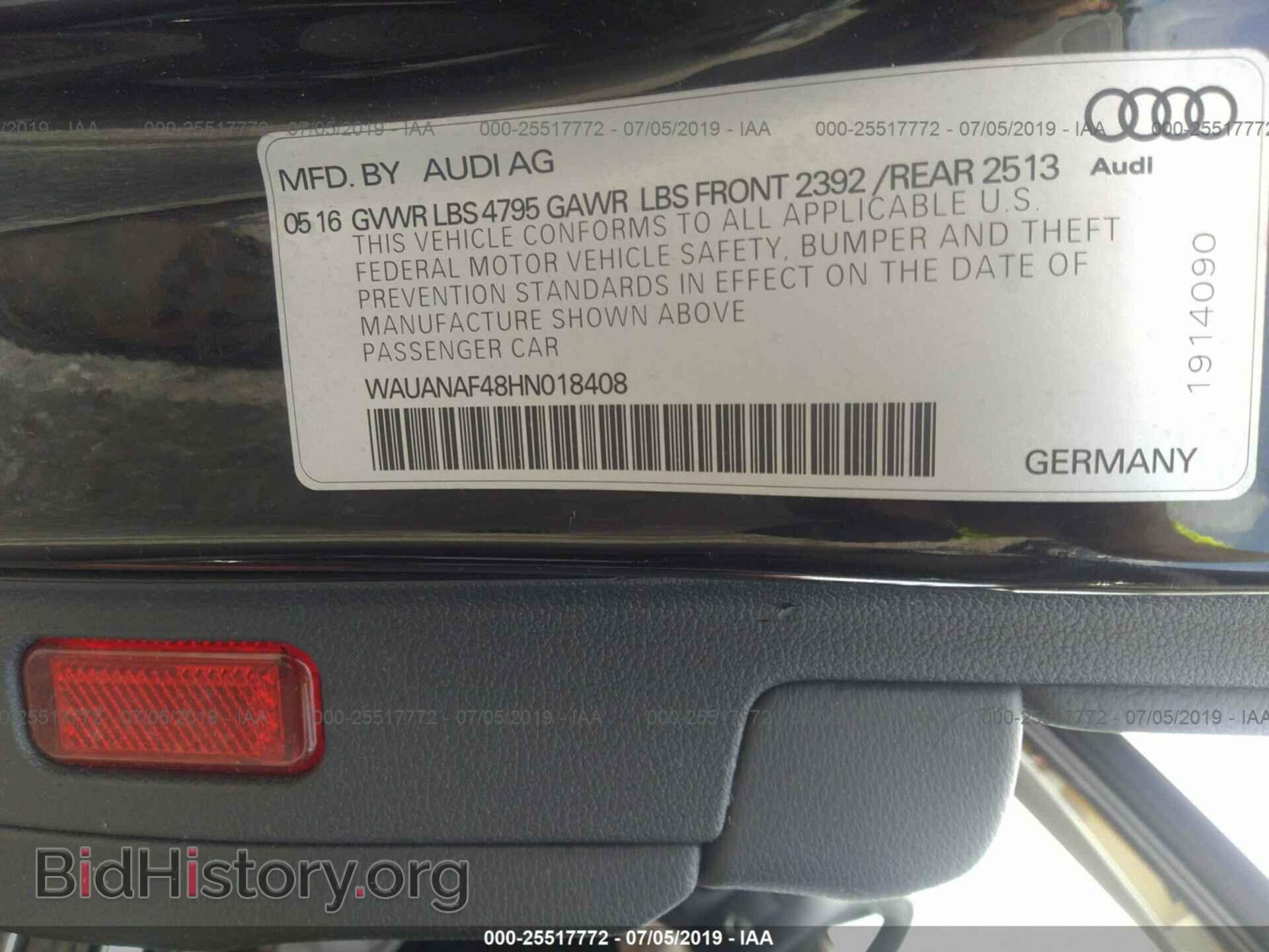 2017 AUDI A4 - VIN: WAUANAF48HN018408 - Photo 9