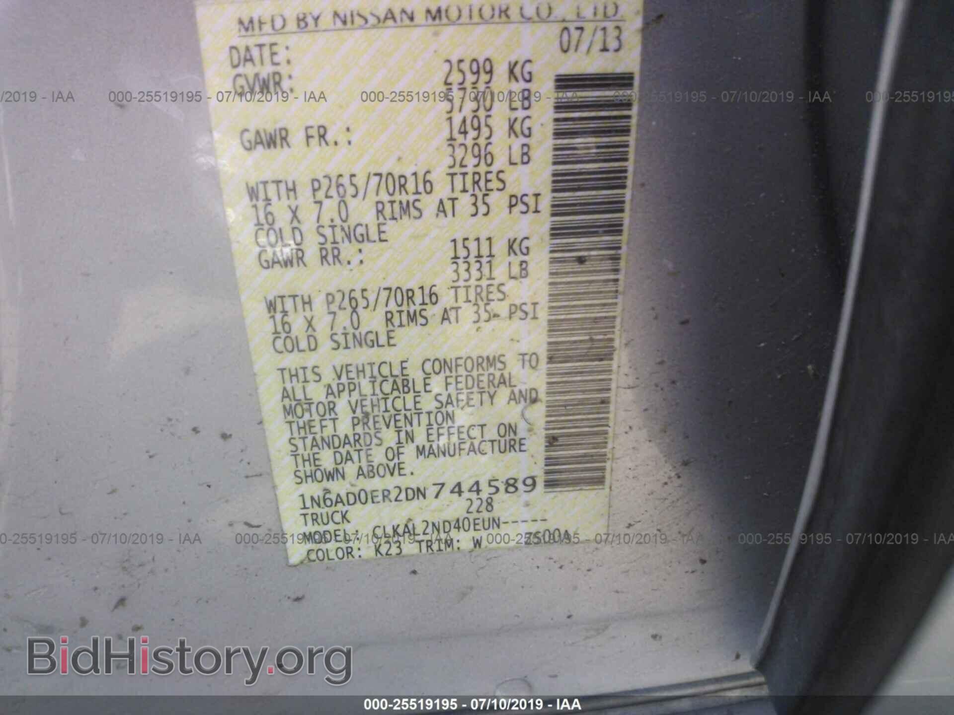 2013 NISSAN FRONTIER - VIN: 1N6AD0ER2DN744589 - Фото 9