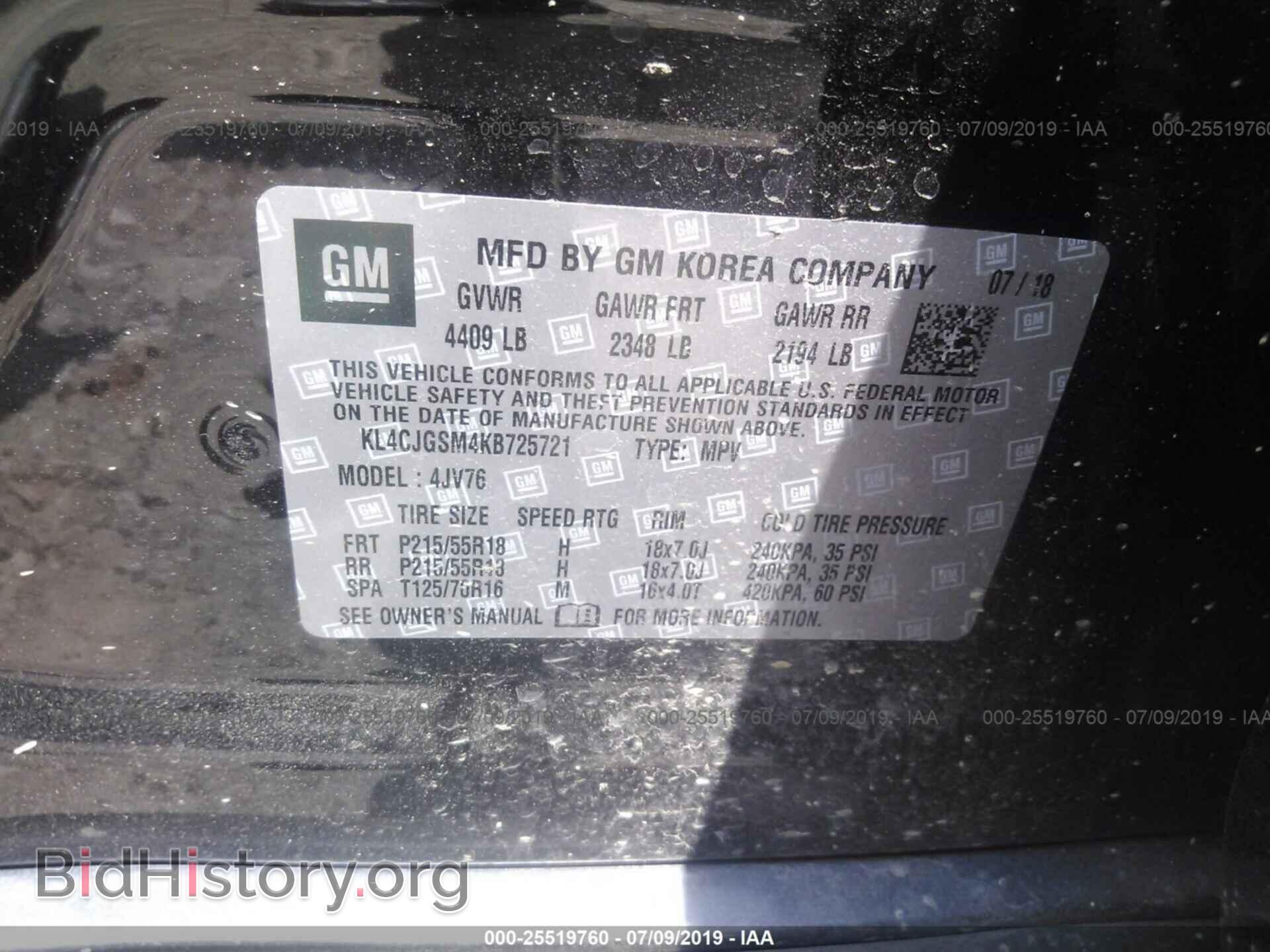 2019 BUICK ENCORE - VIN: KL4CJGSM4KB725721 - Photo 9