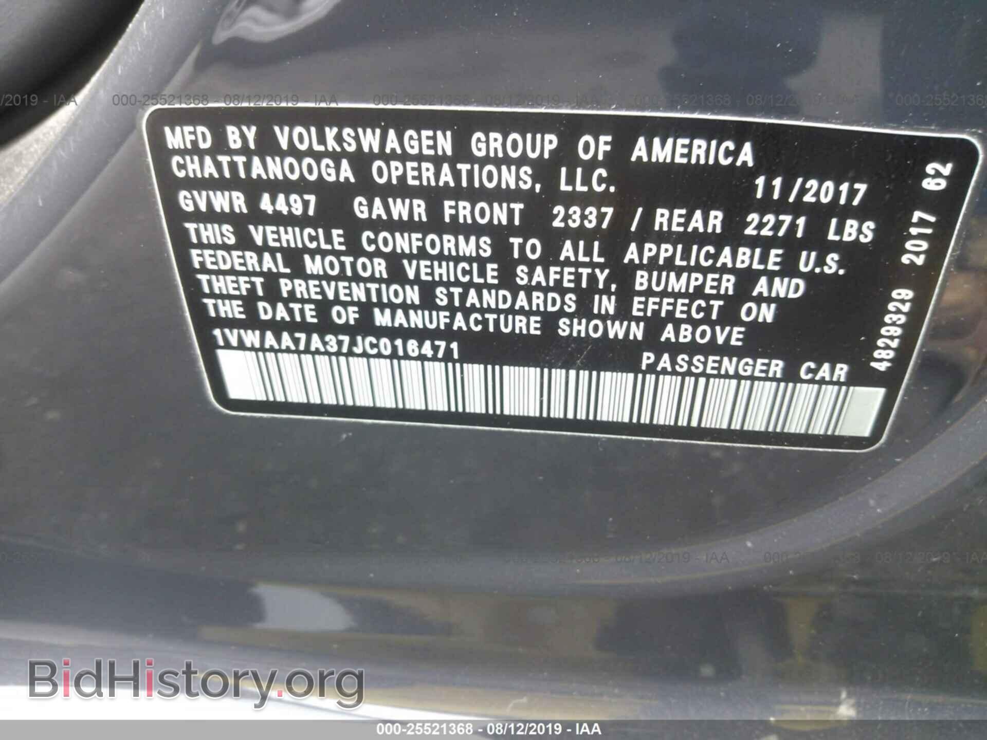 2018 VOLKSWAGEN PASSAT - VIN: 1VWAA7A37JC016471 - Фото 9
