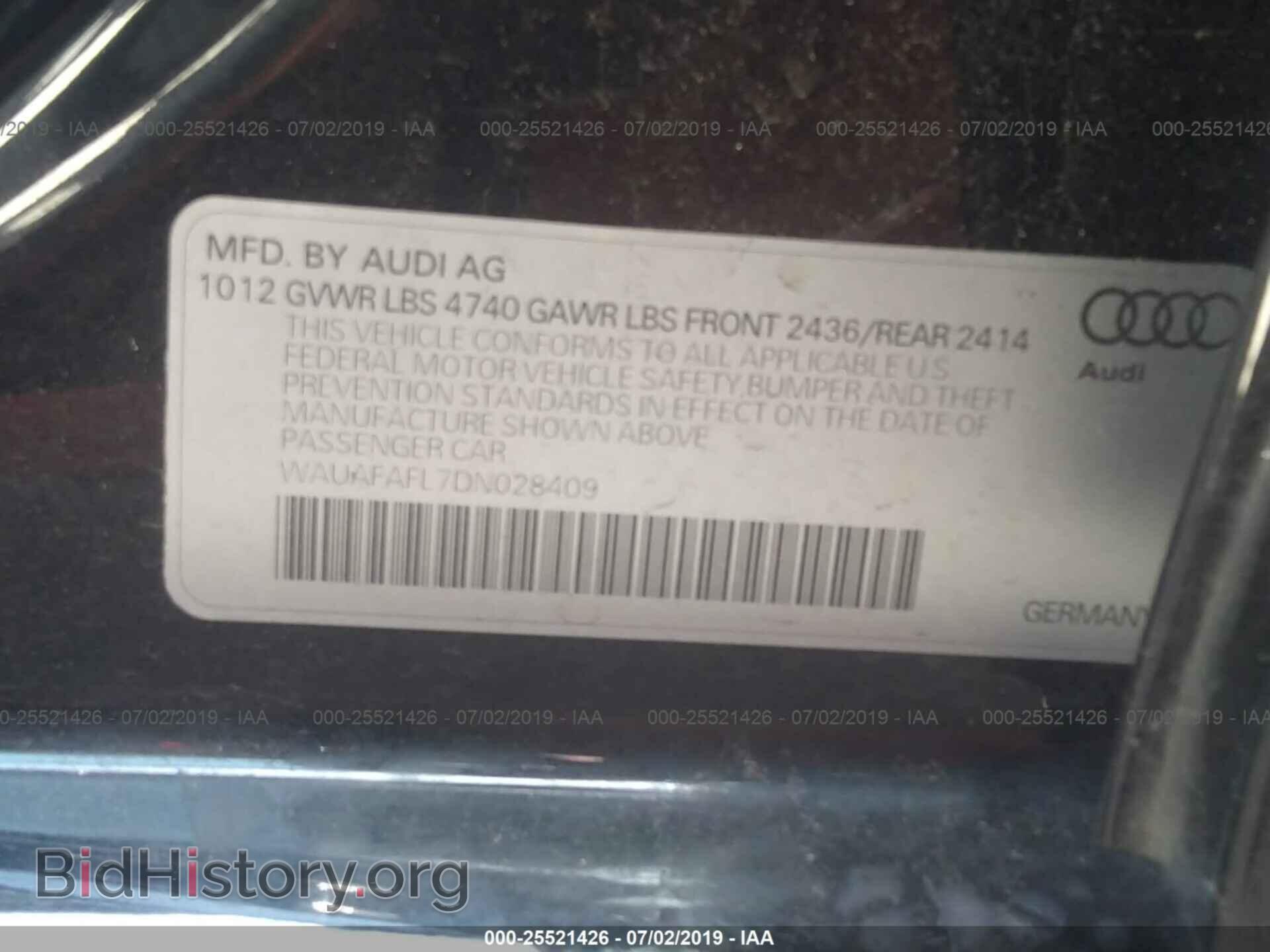 2013 AUDI A4 - VIN: WAUAFAFL7DN028409 - Фото 9