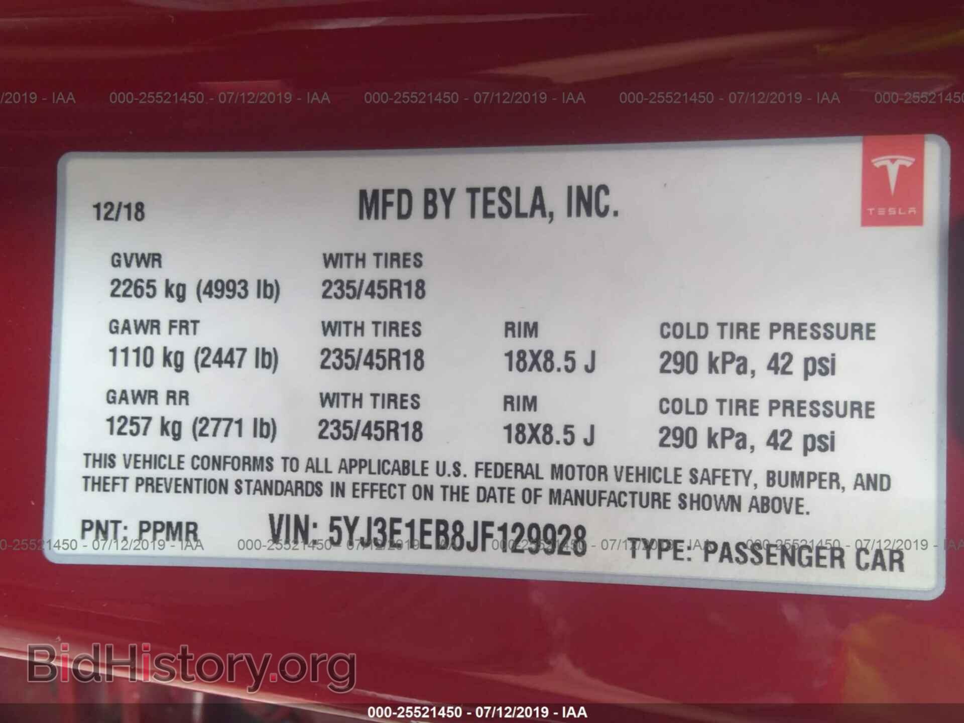2018 TESLA MODEL 3 - VIN: 5YJ3E1EB8JF129928 - Photo 9