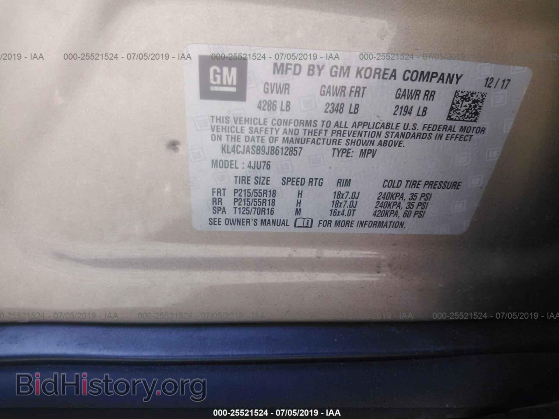 2018 BUICK ENCORE - VIN: KL4CJASB9JB612857 - Фото 9