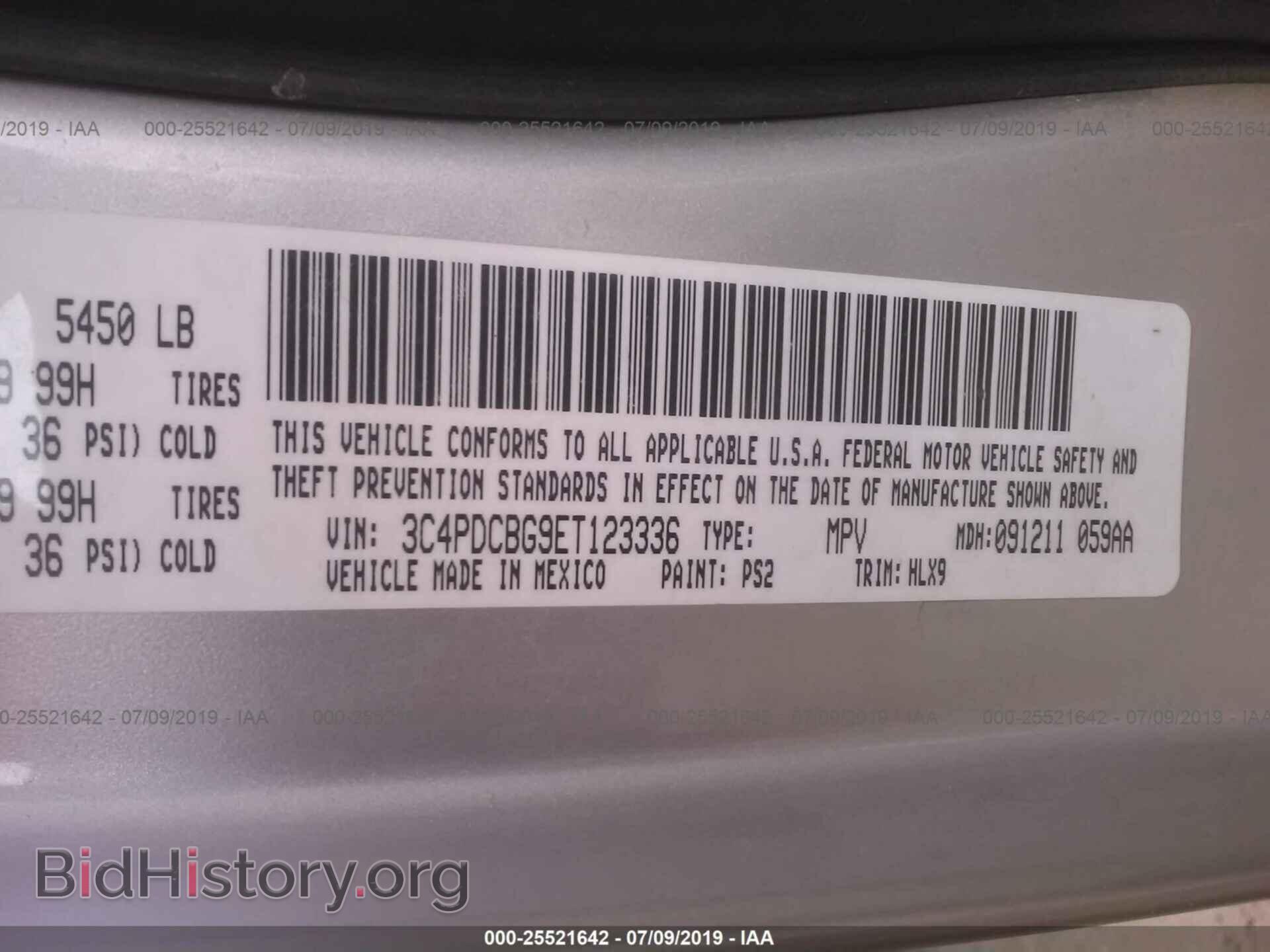2014 DODGE JOURNEY - VIN: 3C4PDCBG9ET123336 - Фото 9