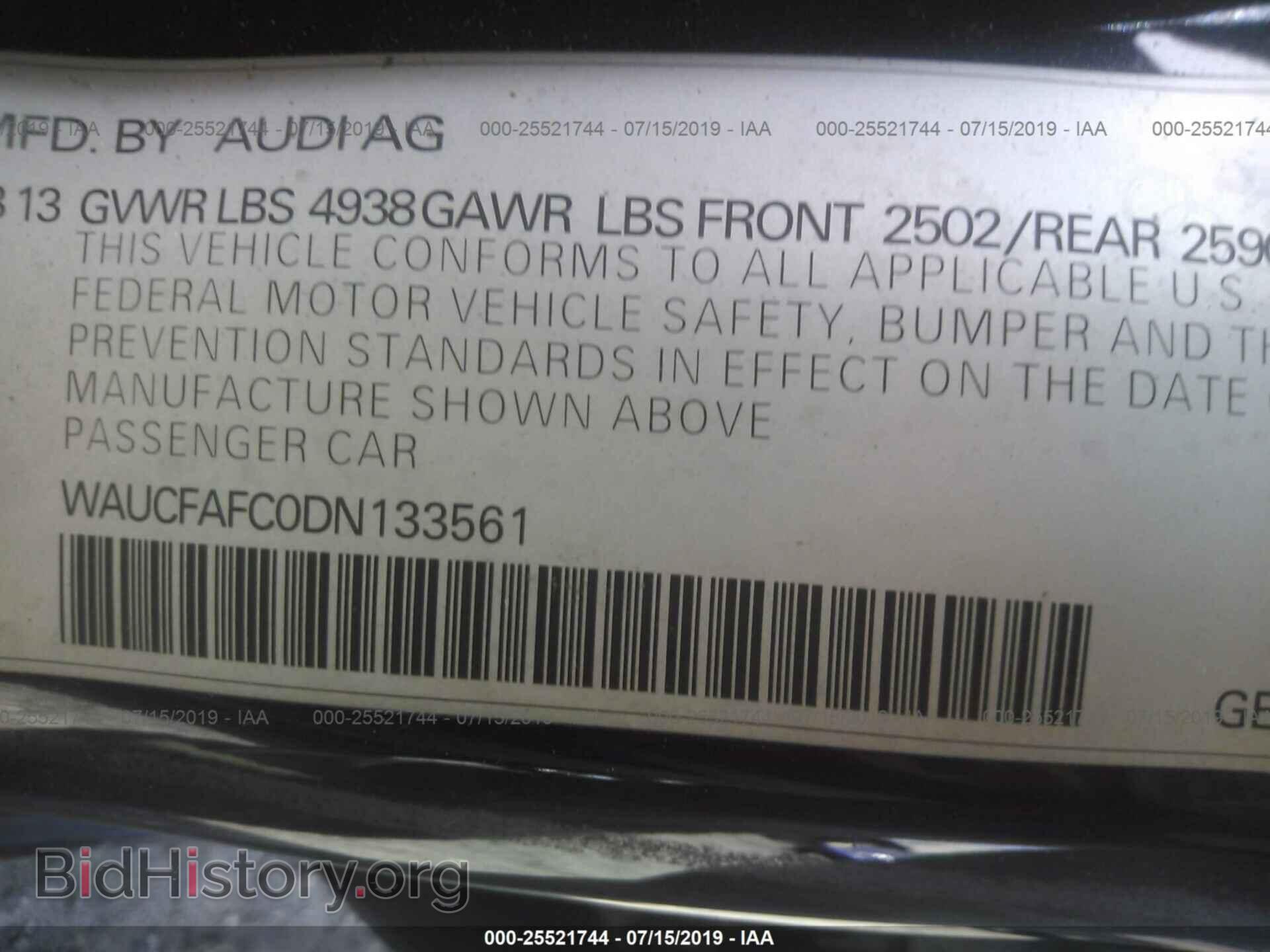 2013 AUDI A6 - VIN: WAUCFAFC0DN133561 - Фото 9