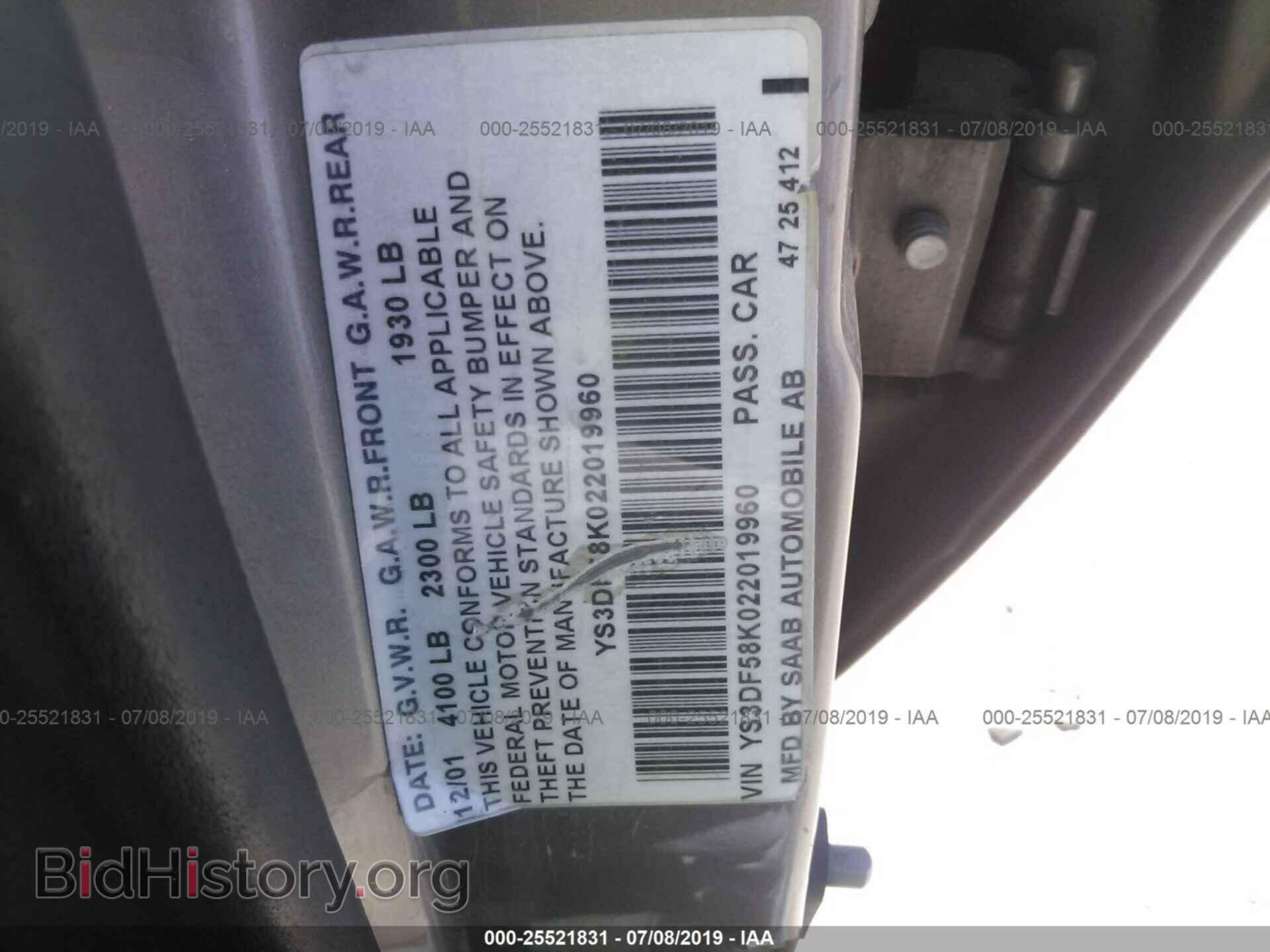 2002 SAAB 9-3 - VIN: YS3DF58K022019960 - Фото 9
