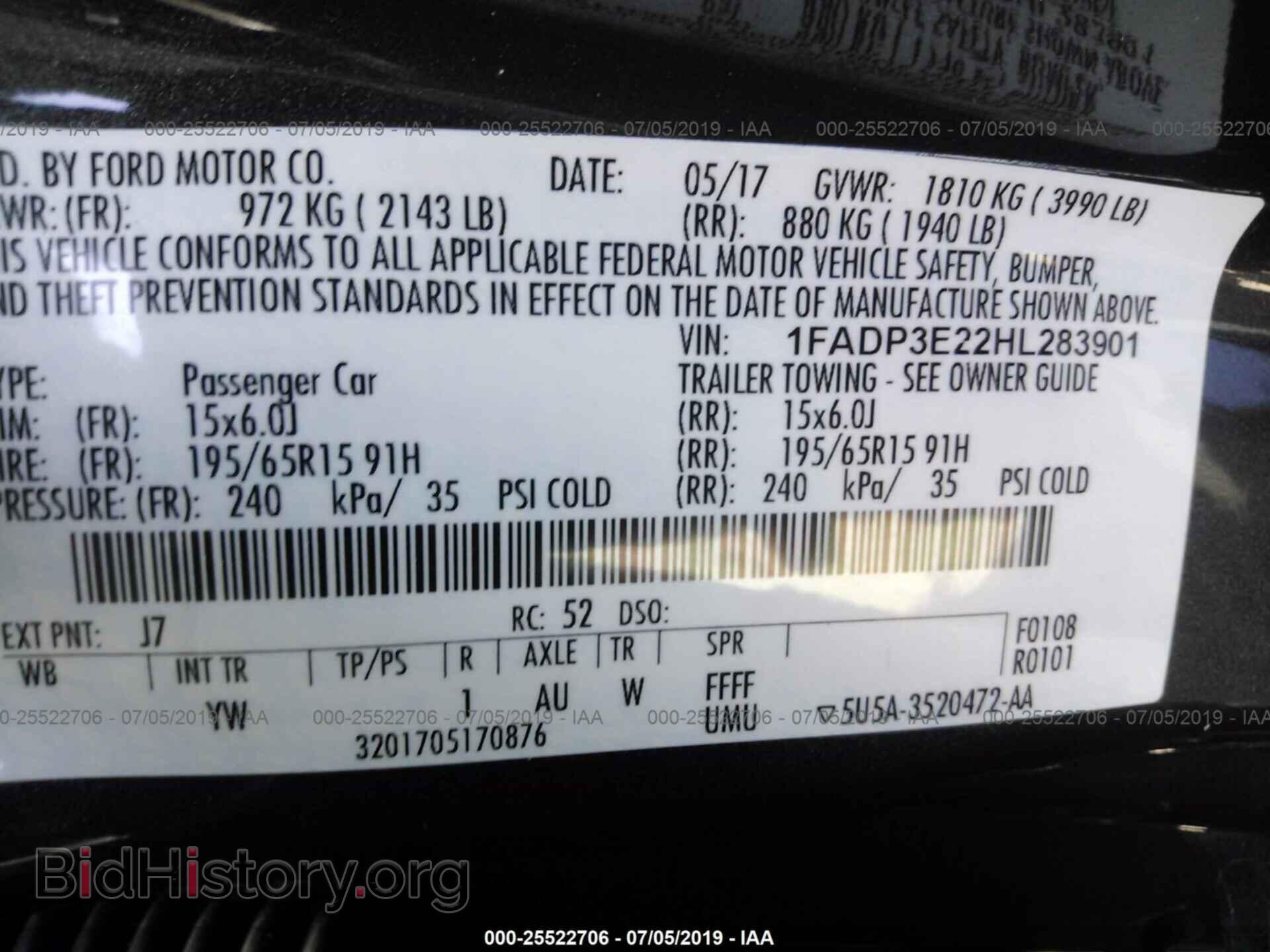 2017 FORD FOCUS - VIN: 1FADP3E22HL283901 - Фото 9