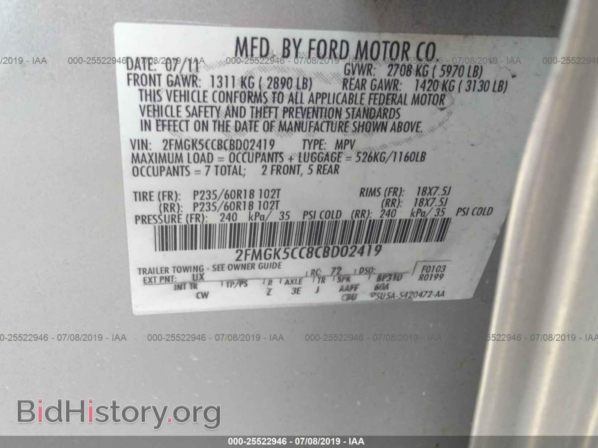 2012 FORD FLEX - VIN: 2FMGK5CC8CBD02419 - Photo 9