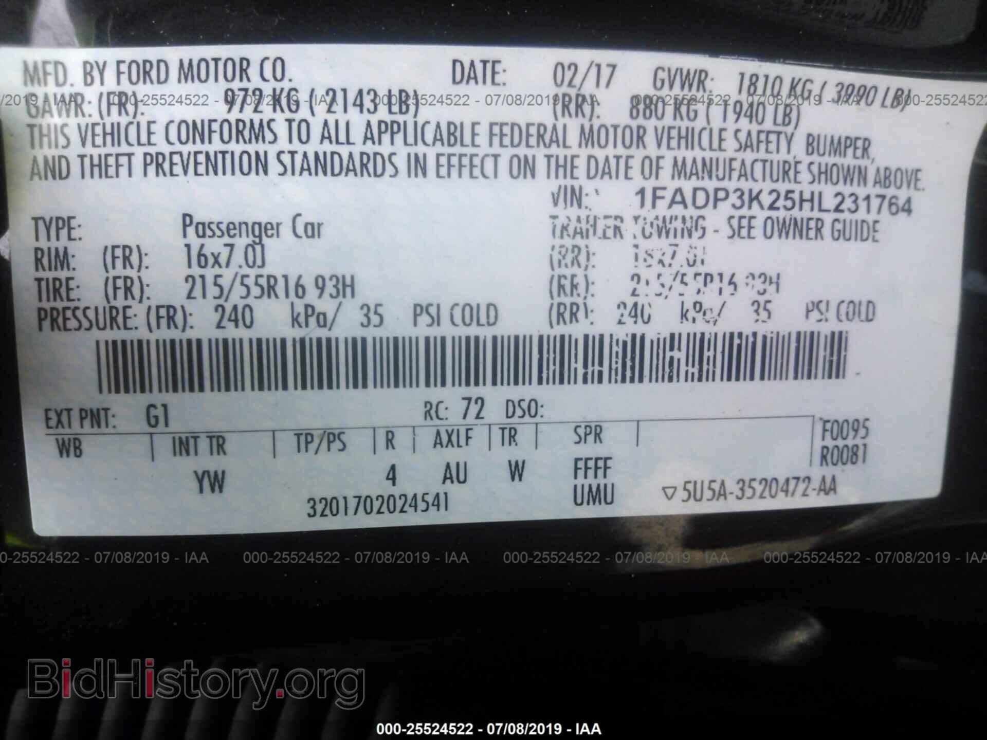 2017 FORD FOCUS - VIN: 1FADP3K25HL231764 - Фото 9