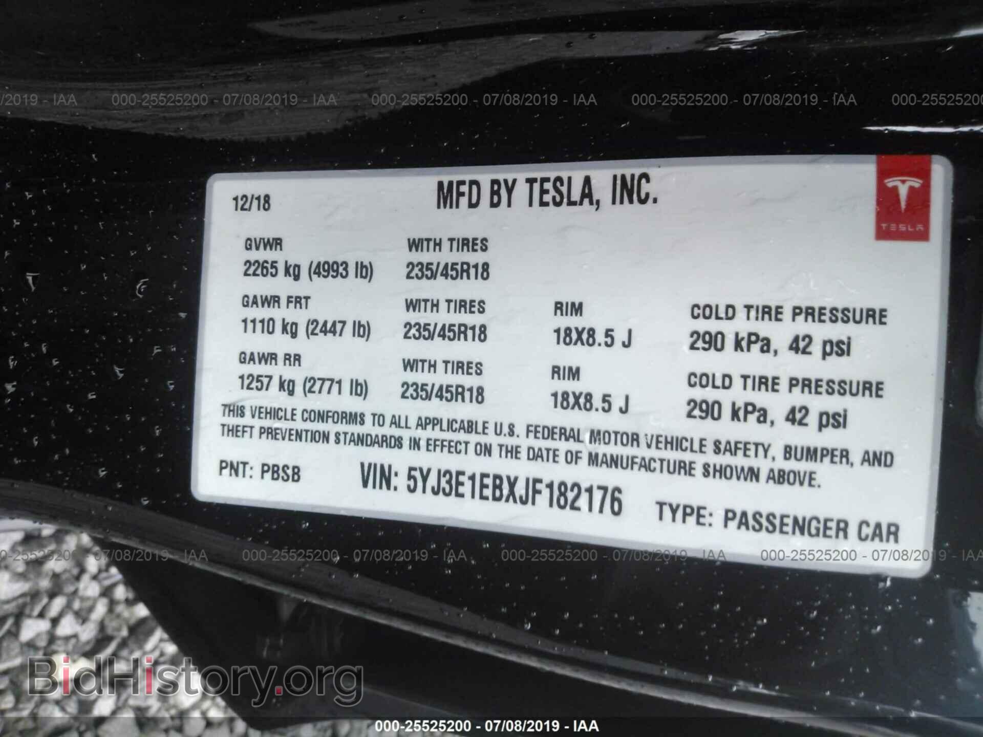 2018 TESLA MODEL 3 - VIN: 5YJ3E1EBXJF182176 - Photo 9