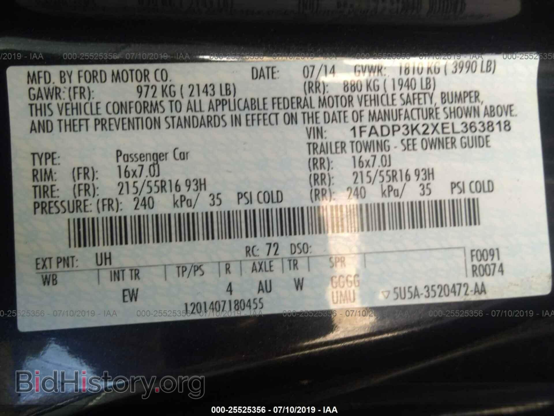 2014 FORD FOCUS - VIN: 1FADP3K2XEL363818 - Фото 9