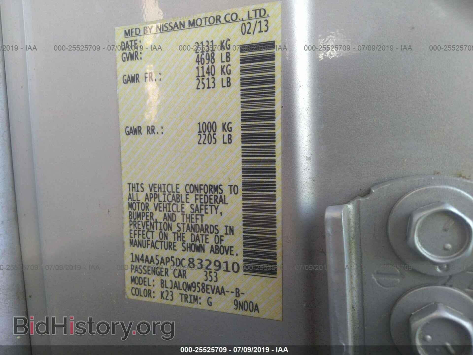 2013 NISSAN MAXIMA - VIN: 1N4AA5AP5DC832910 - Фото 9