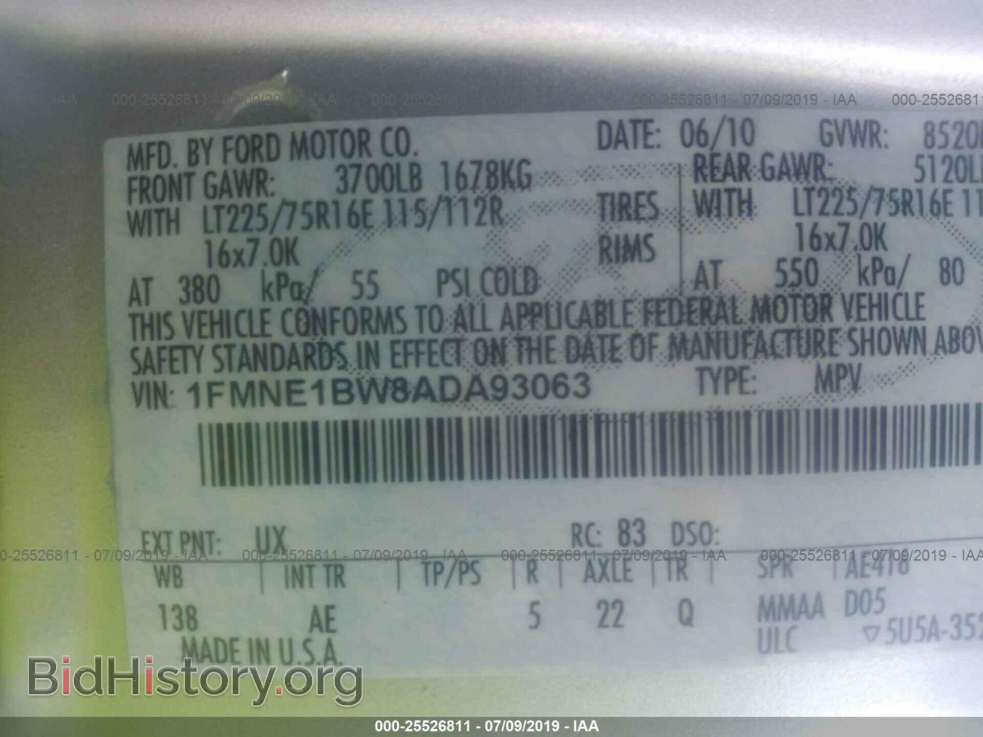 2010 FORD ECONOLINE - VIN: 1FMNE1BW8ADA93063 - Photo 9