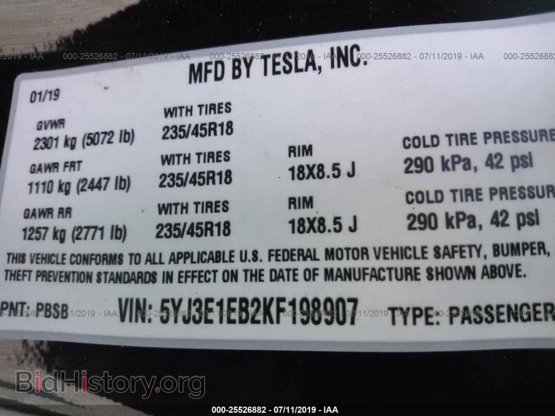 2019 TESLA MODEL 3 - VIN: 5YJ3E1EB2KF198907 - Photo 9