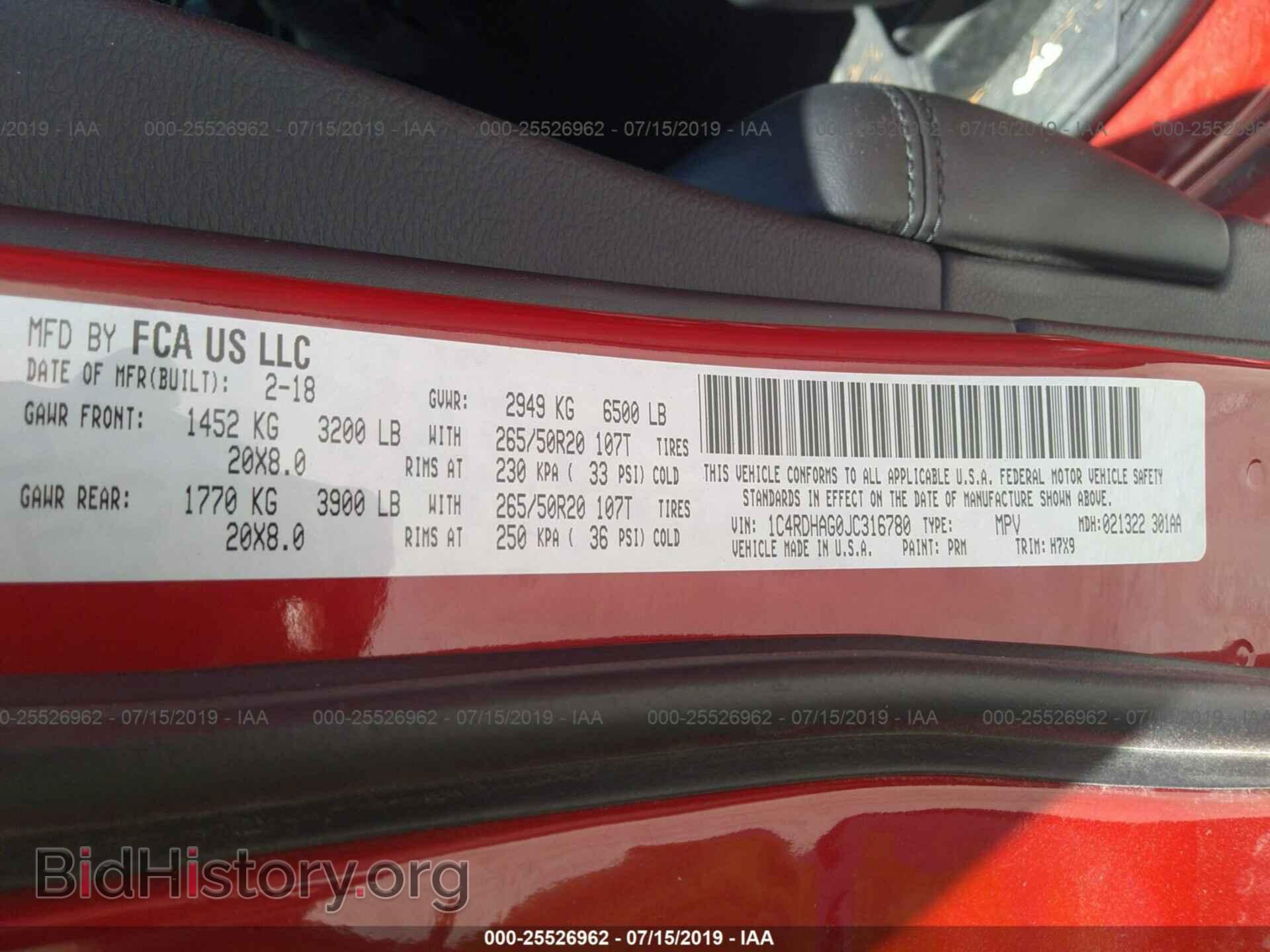 2018 DODGE DURANGO - VIN: 1C4RDHAG0JC316780 - Photo 9
