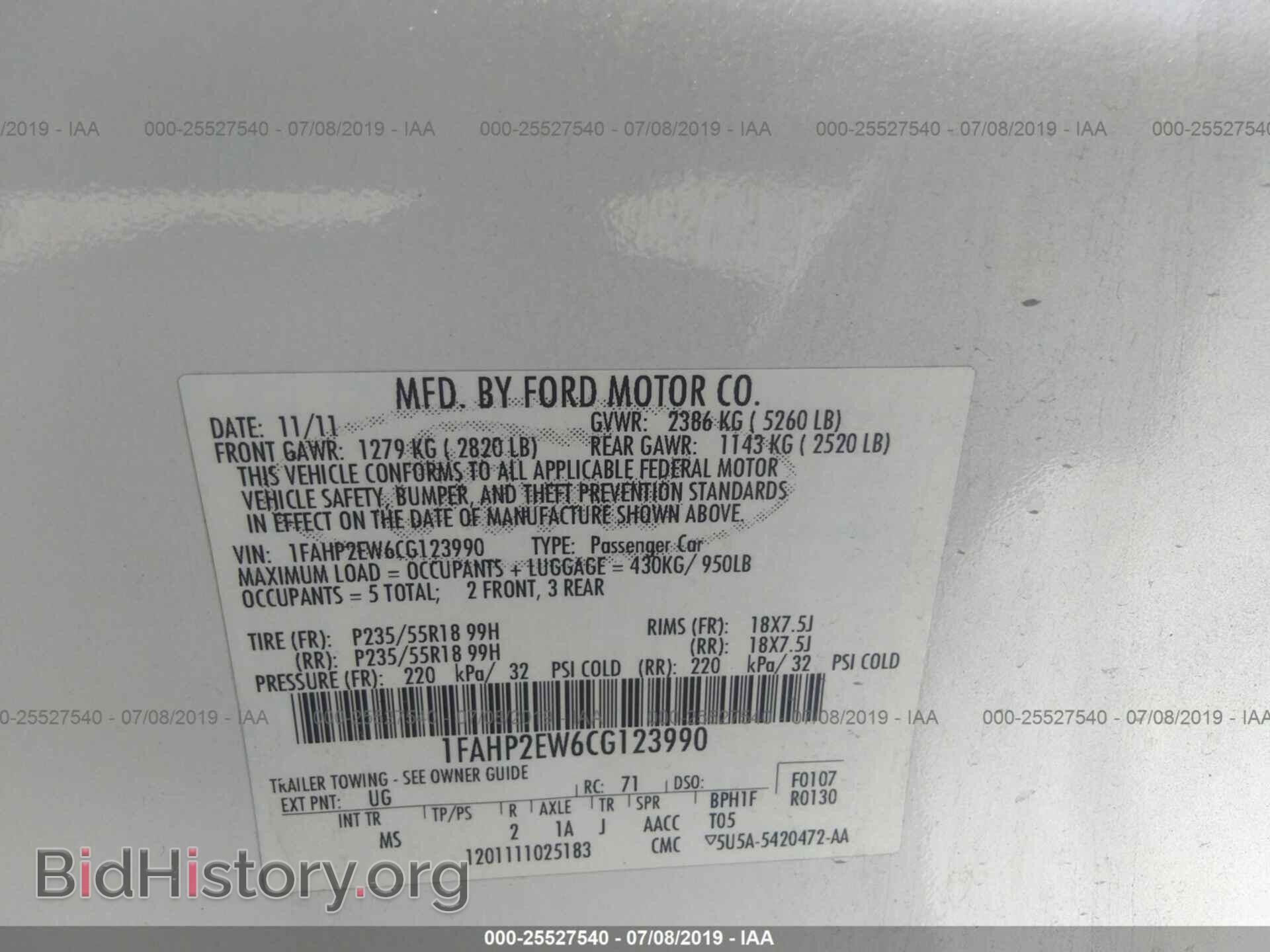 2012 FORD TAURUS - VIN: 1FAHP2EW6CG123990 - Photo 9