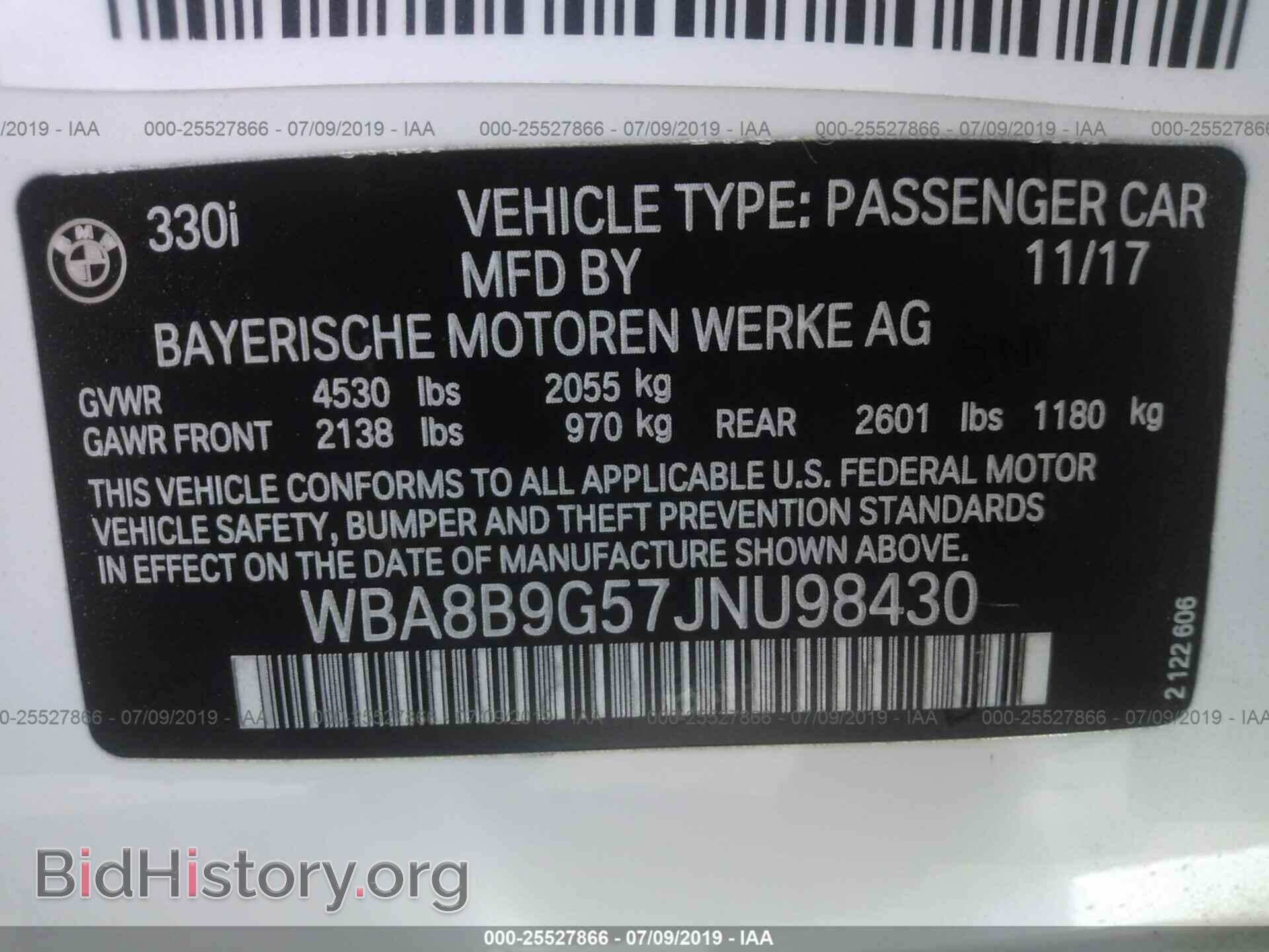 2018 BMW 330 - VIN: WBA8B9G57JNU98430 - Photo 9