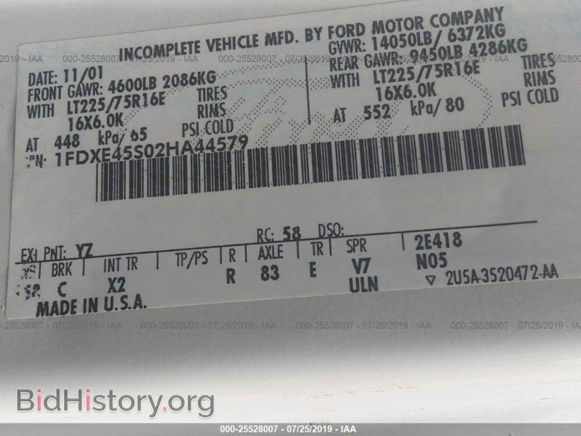 2002 FORD ECONOLINE - VIN: 1FDXE45S02HA44579 - Фото 9