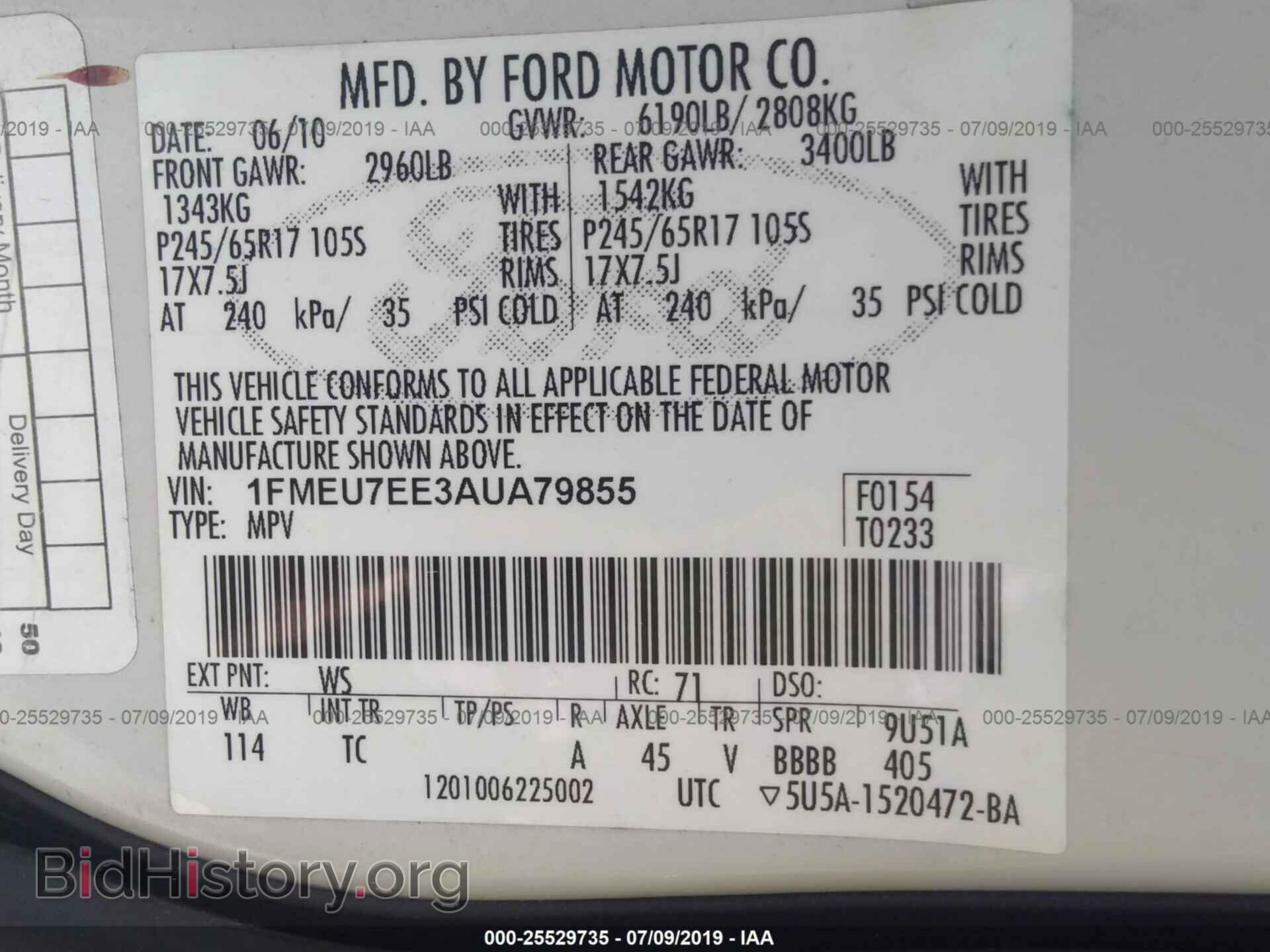 2010 FORD EXPLORER - VIN: 1FMEU7EE3AUA79855 - Фото 9