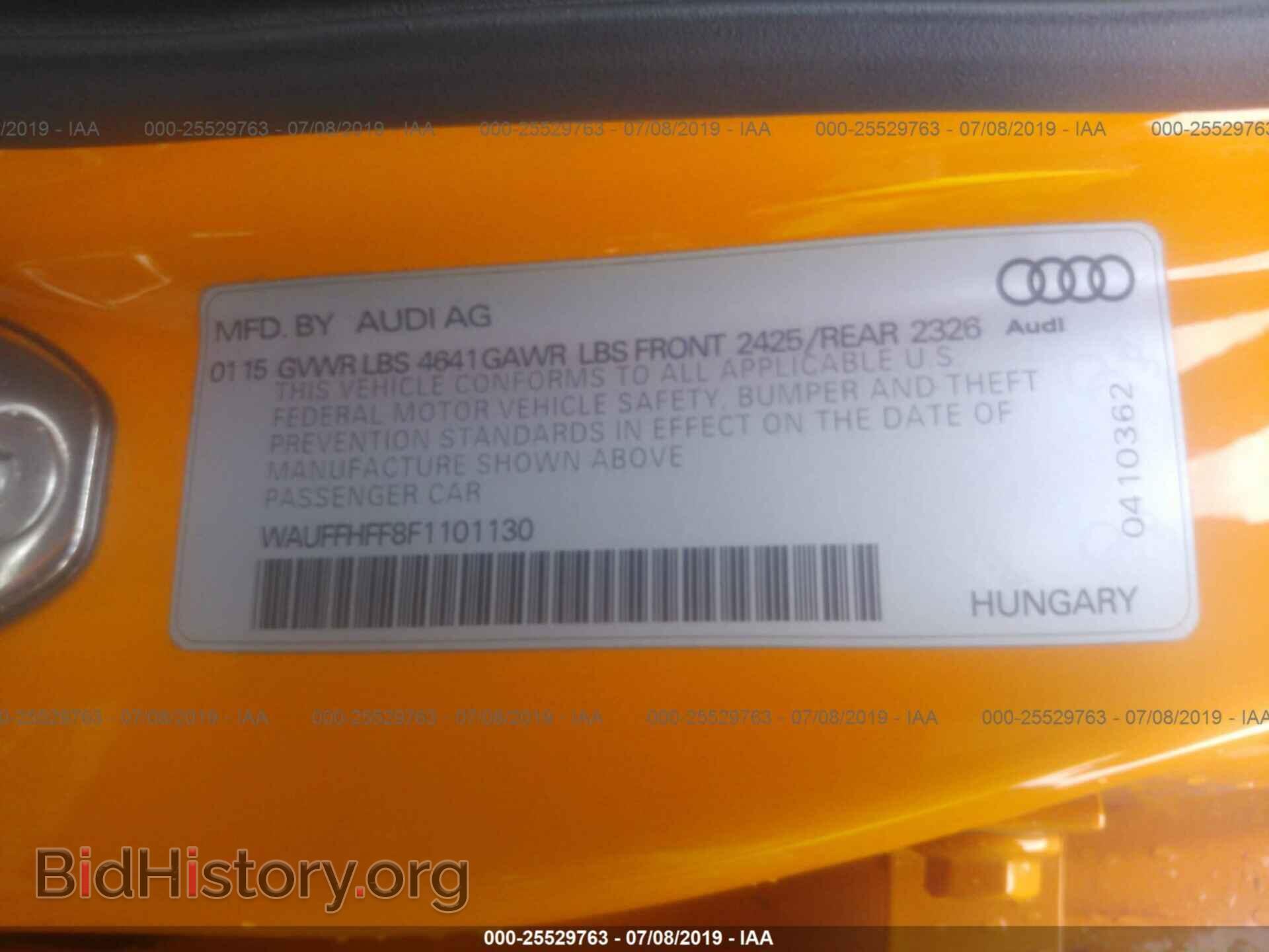 2015 AUDI S3 - VIN: WAUFFHFF8F1101130 - Фото 9