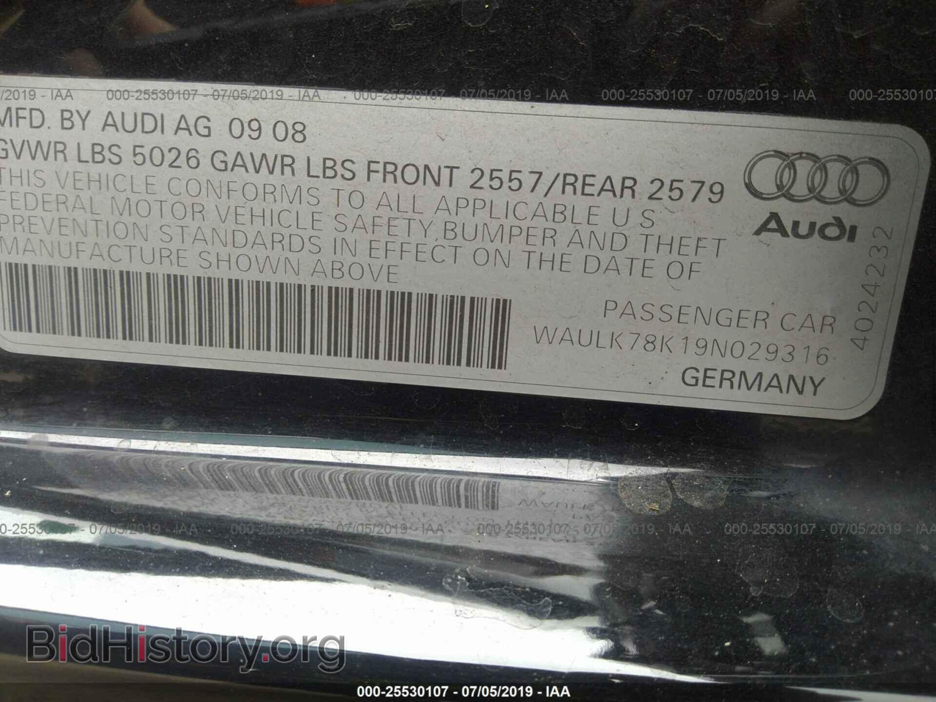 2009 AUDI A4 - VIN: WAULK78K19N029316 - Фото 9